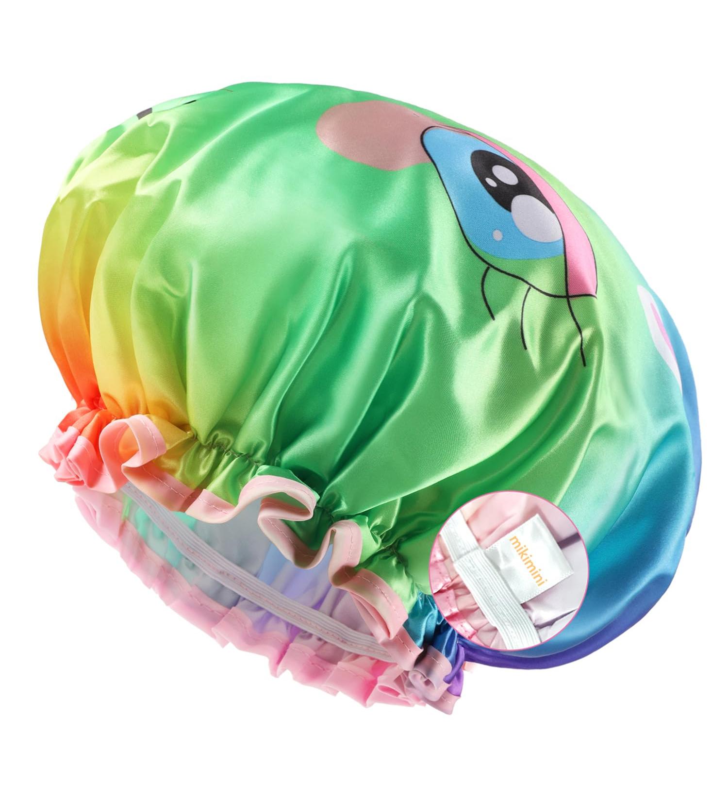 Mikimini X-Large Unicorn Shower Hood for Women | 2-Pack Reusable Waterproof Bathing Cap with Soft PVC Lining for Girls & Children - Buy Online on SooperMarket.com