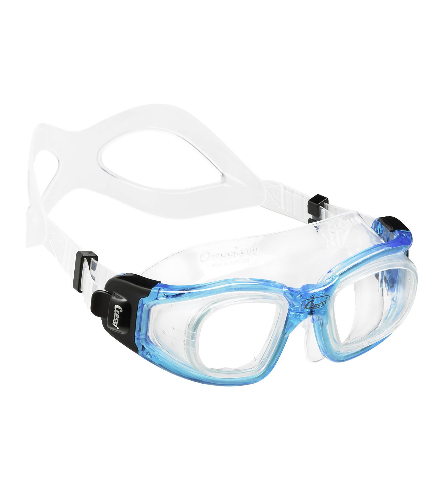 Cressi Galileo Adult Swim Goggles | Tempered Glass Lenses | No Distortion | Made in Italy | Clear/Aquamarine - Buy Online on SooperMarket.com