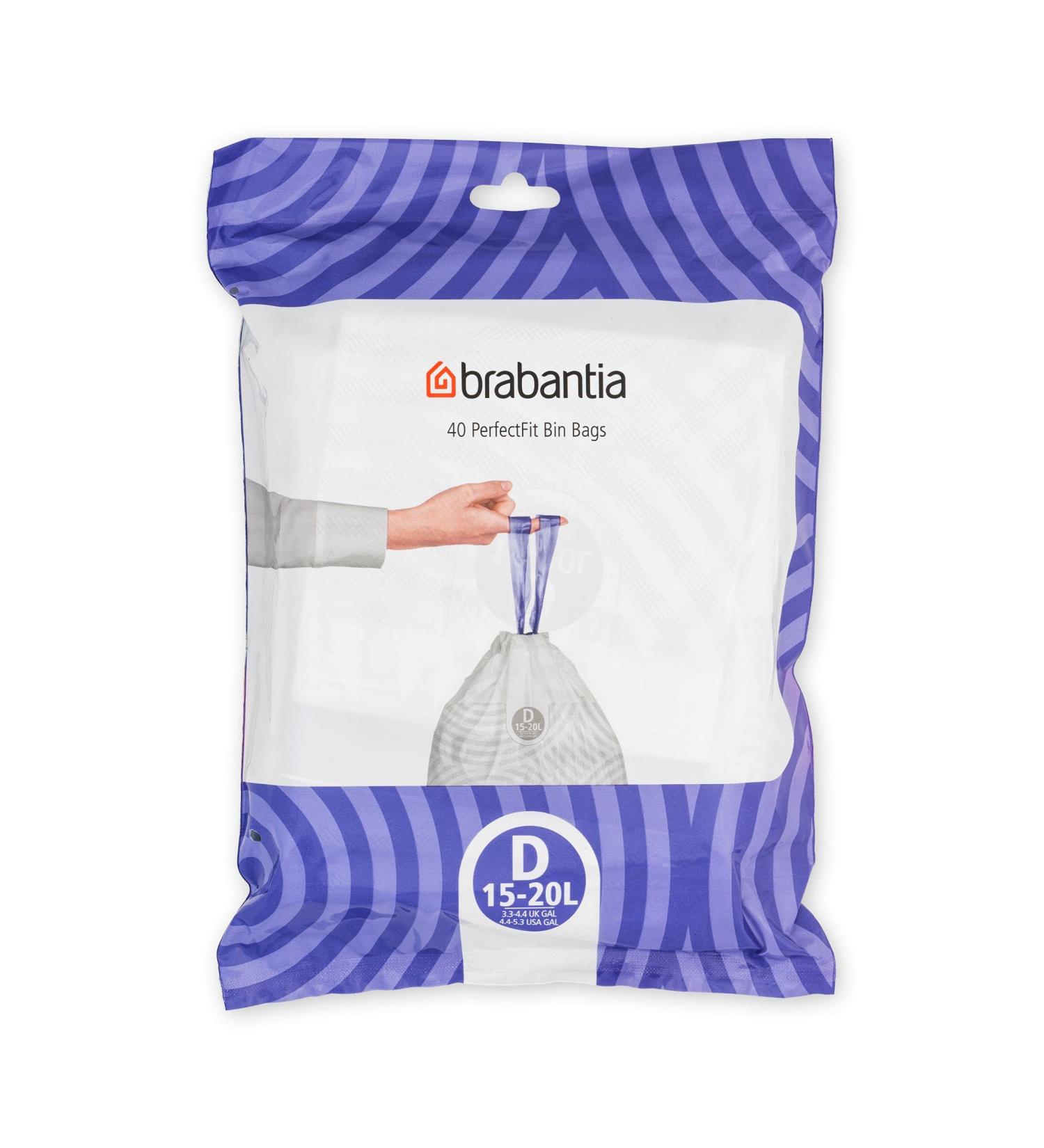 Brabantia PerfectFit Garbage Bags - Extra Strong 15L/20L Code D 40 Pack - International Shipping Available - Buy Online on SooperMarket.com