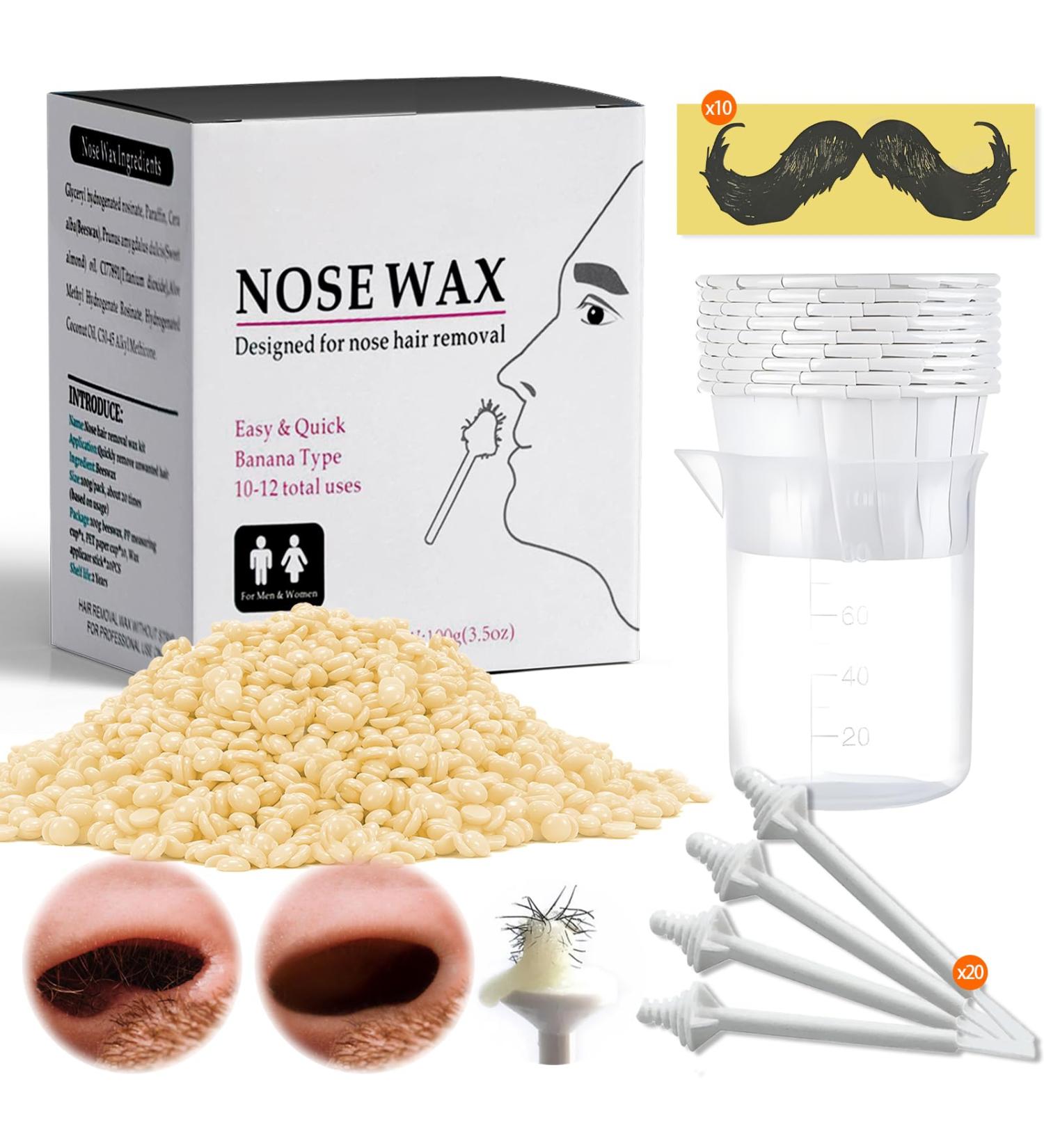 Nose Wax Kit Nose Wax 100g for Men & Women Nose Hair Removal Wax Hair Wax with 20 Applicators 10 Containers Nose Wax Quick Easy Nose Hair Wax Kit (10-20 Times Usage) - Buy Online on SooperMarket.com