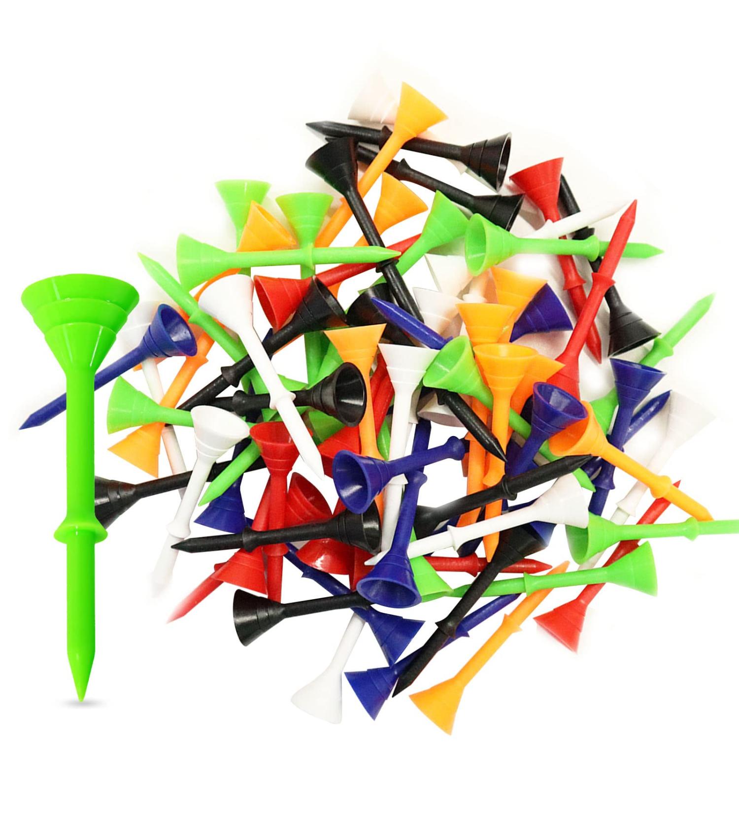 FINGER TEN Unbreakable Golf Tees 3 1/4 Inch 60 Pack - Durable Plastic Tees for Practice - 4 Colors Available - Buy Online on SooperMarket.com