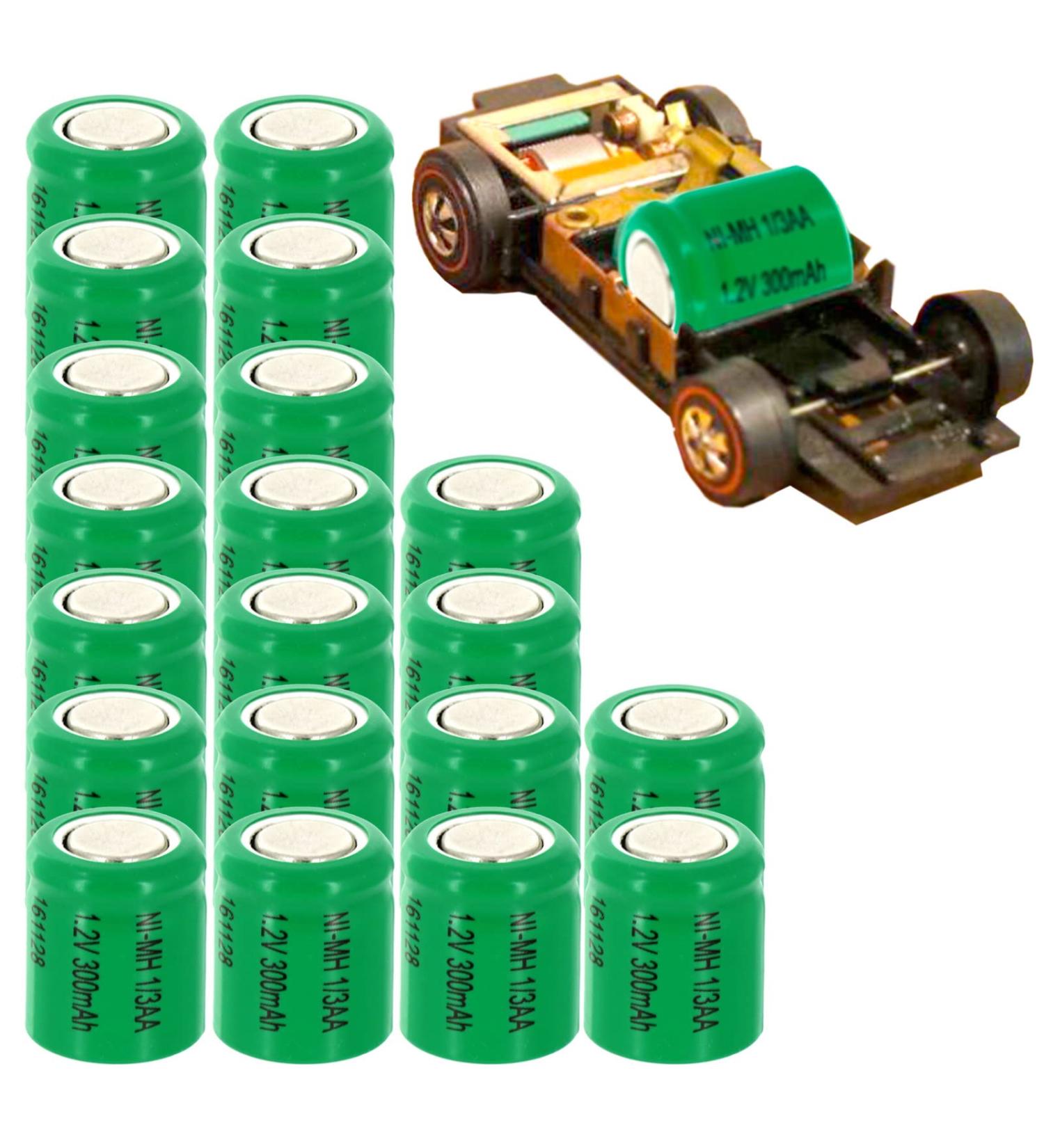 20pc Sizzler Short Chassis 1.2V 1/3AA NiMH 300mAh Flat Top Rechargeable Batteries - Compatible with ANTEATER SIDEBURN HOT HEAD CAMARO T/A & More - International Shipping Available - Buy Online on SooperMarket.com
