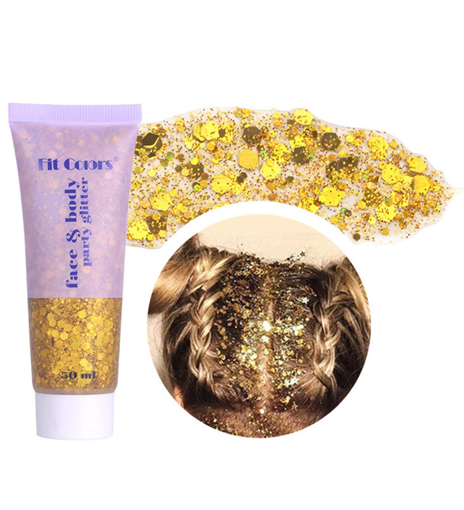 Gold Body Glitter Gel - Shimmering Liquid Eyeshadow for Festival Party Makeup - Buy Online on SooperMarket.com