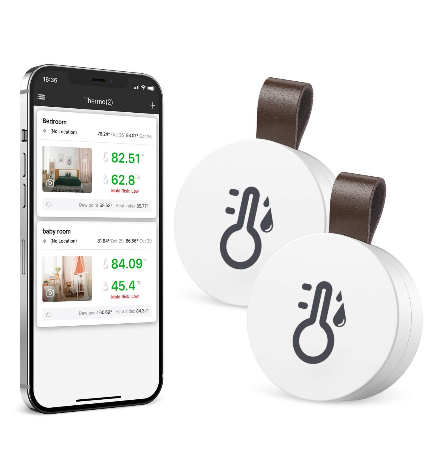 Ankilo Wireless Thermometer Hygrometer - Accurate Temperature & Humidity Sensor with Data Export for Home Garage Greenhouse & Baby Room (2 Pack) - Buy Online on SooperMarket.com