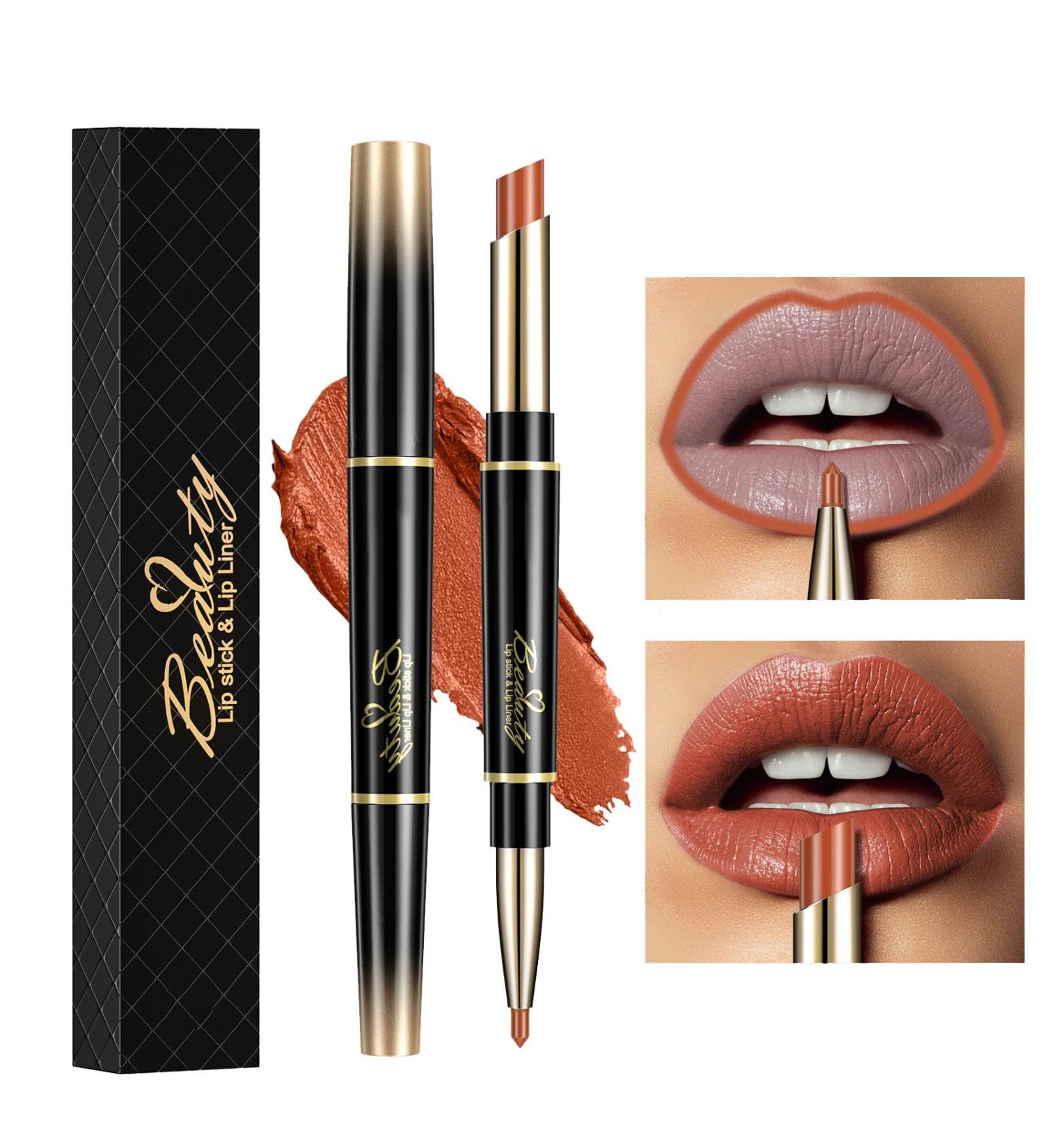 ChaneeHann 2-in-1 Lipstick & Liner Set - Matte Lipstick & Lip Liner Pencil for Girls (11 Pumpkin Color) - Waterproof & Long-Lasting - Buy Online on SooperMarket.com