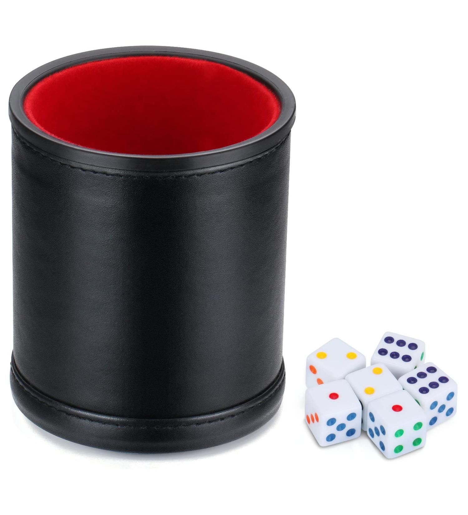 Vuwuma Felt Lined Professional Dice Cup Set - Includes 6 Quiet Dice for Yahtzee Game - Buy Online on SooperMarket.com