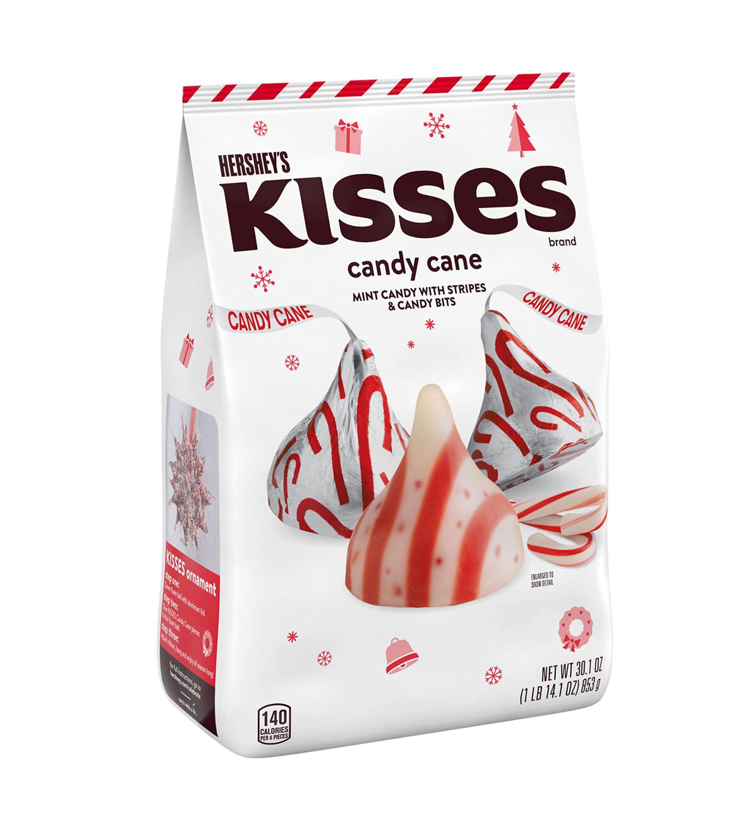 HERSHEY'S KISSES Candy Cane Mint With Stripes and Candy Bits Candy  Christmas  30.1 oz Bulk Bag - Buy Online on SooperMarket.com