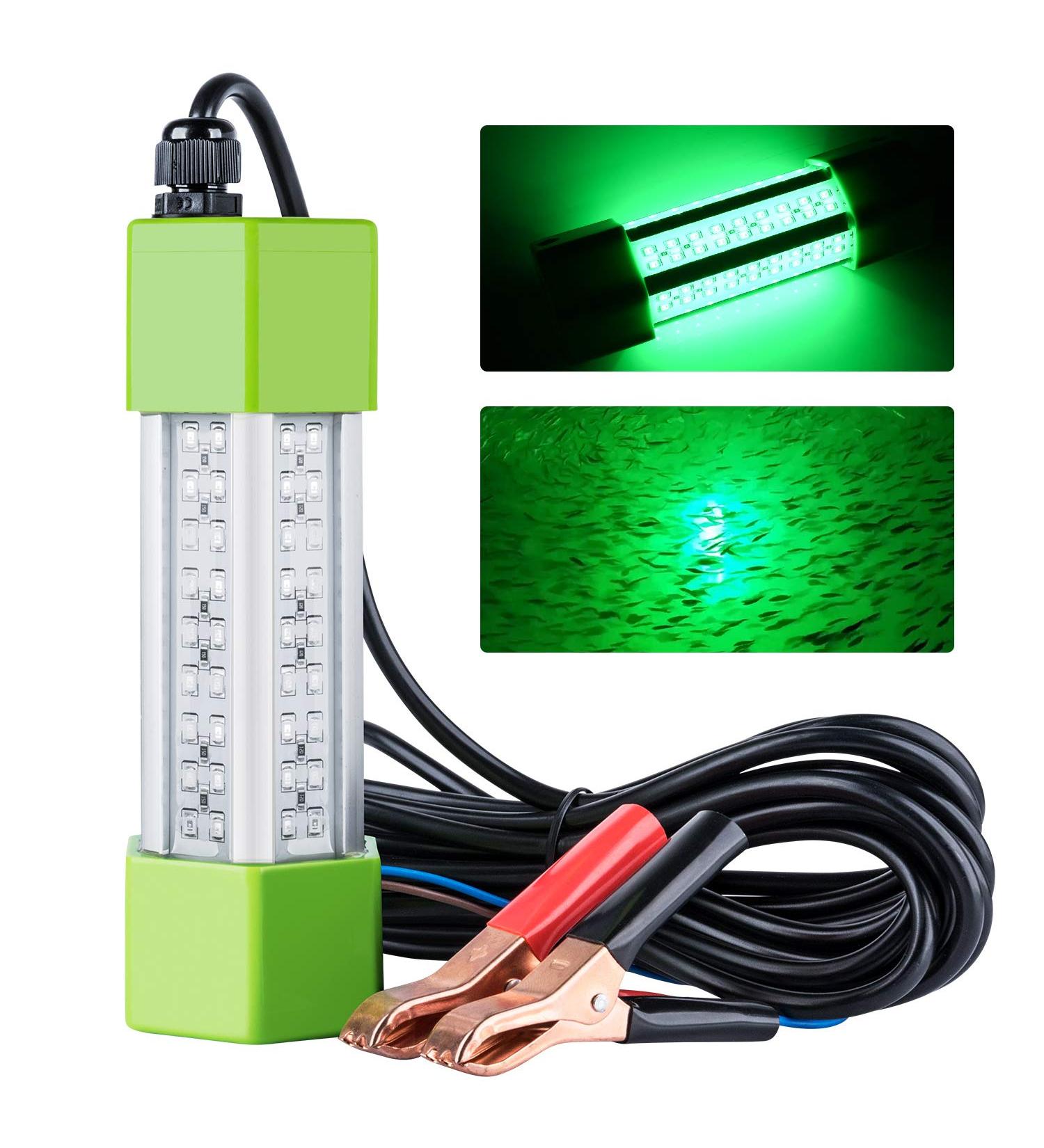 Goture 12V 45W Underwater Fishing Light - Portable IP68 LED Submersible Waterproof Lamp for Boat, Kayak, Dock - Green/White 108LED - Buy Online on SooperMarket.com