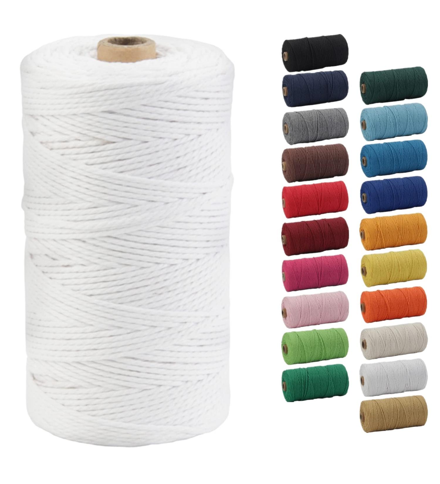2mm POZEAN Colored Macrame Cord - 220 Yards 100% Natural Cotton Rope for DIY Crafts and Plant Hangers - White - Buy Online on SooperMarket.com
