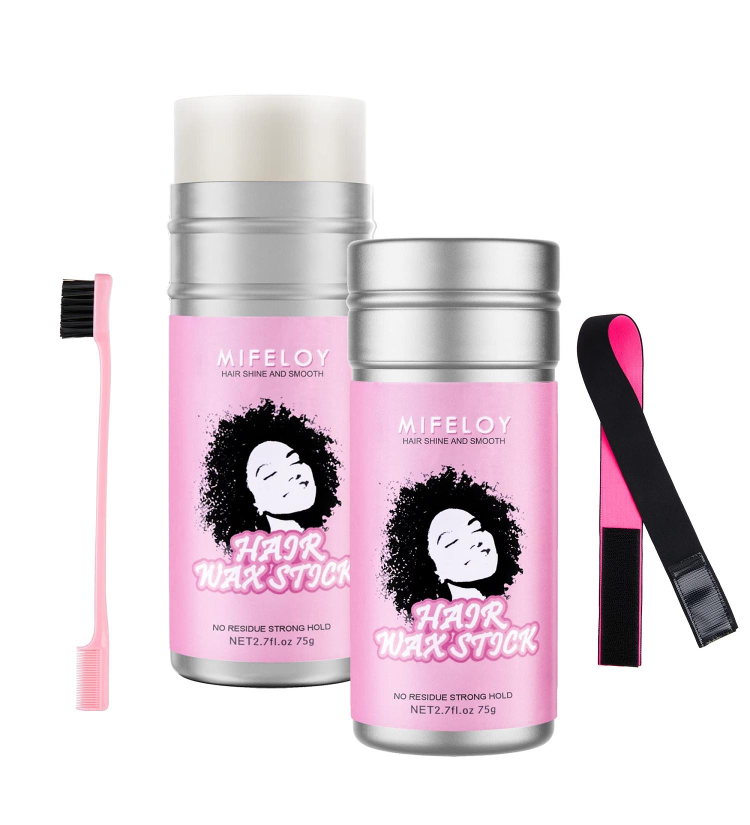 2Pcs Women Hair Wax Stick 2.7oz Styling Cream Gel for Smoothing Flyaways Taming Frizz Baby Hair Pomade Tamer Stick Slick Back Glue Bed Head Waxes Edge Control Brush Elastic Lace Melting Wig Band - Buy Online on SooperMarket.com
