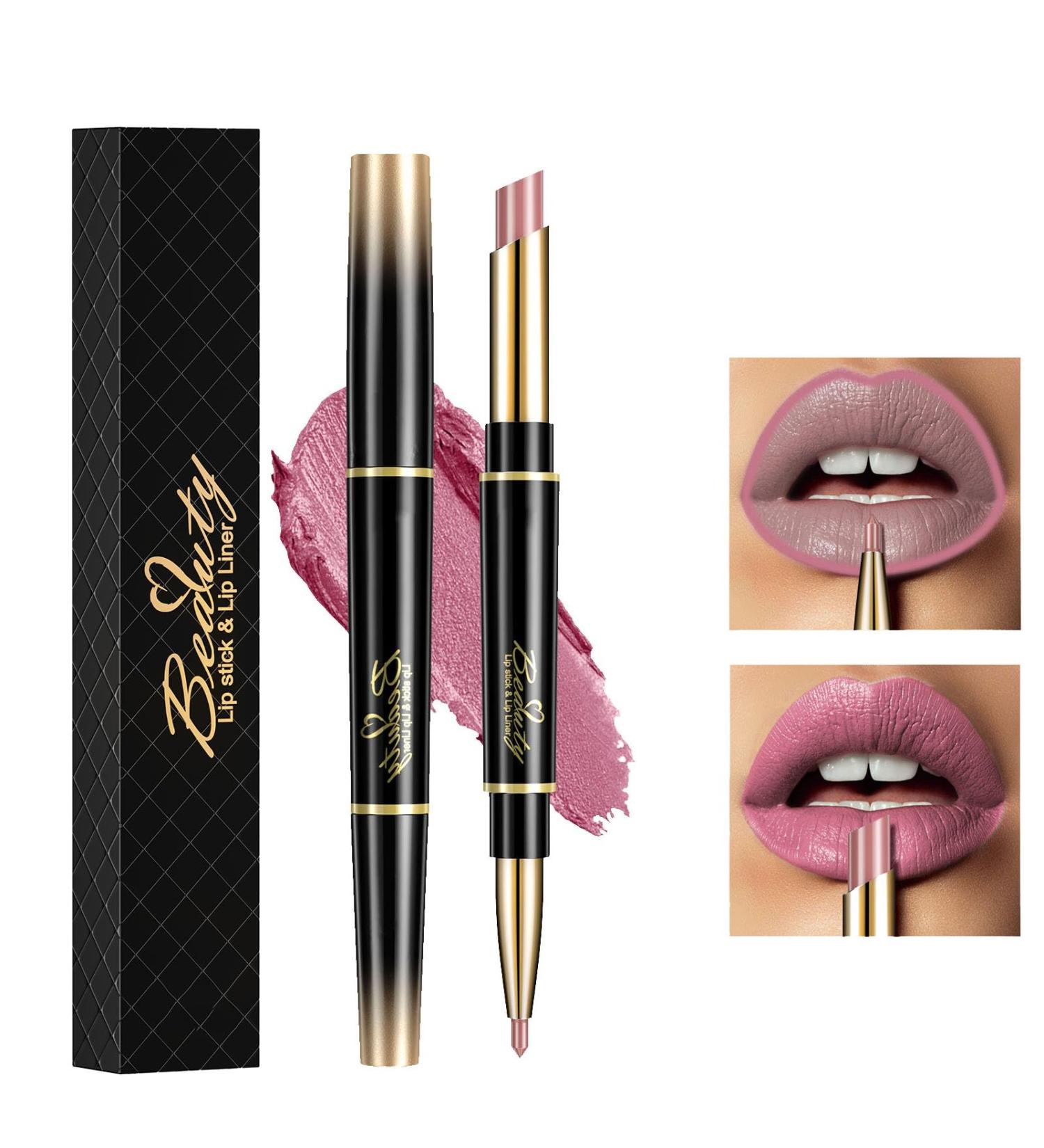 ChaneeHann 2-in-1 Lipstick & Liner Set - Matte Lipstick & Lip Liner Double Head, Waterproof & Long-Lasting - Barbie Powder Shade - Ideal Lip Liner Set for Girls - Buy Online on SooperMarket.com