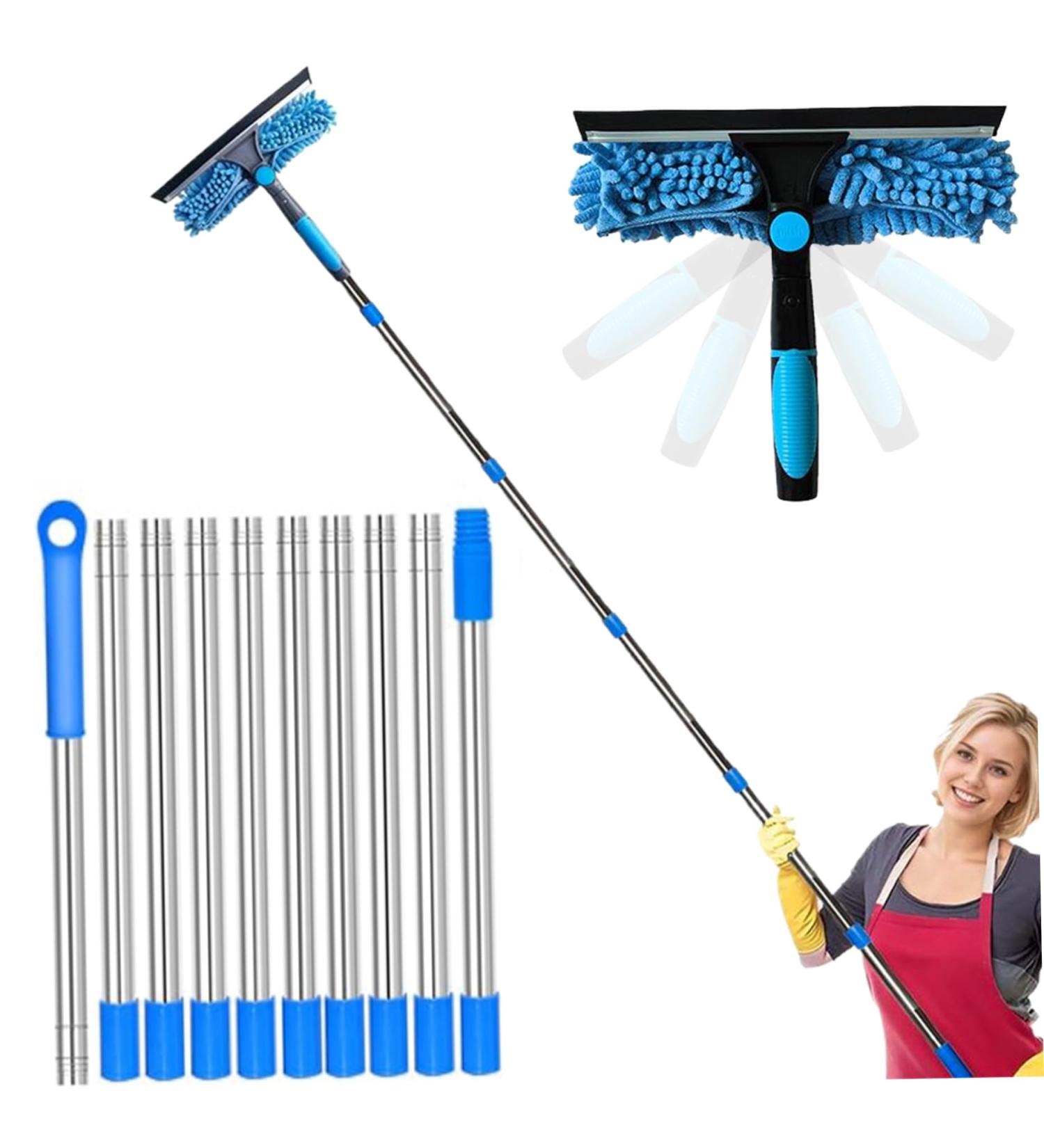 Window Cleaning Equipment Telescopic Window Cleaner Tool with 10-Section Extension Pole 2-in-1 Rotatable Window Squeegee Telescopic Pole Window Cleaning Kit for Home Car Glass - Buy Online on SooperMarket.com
