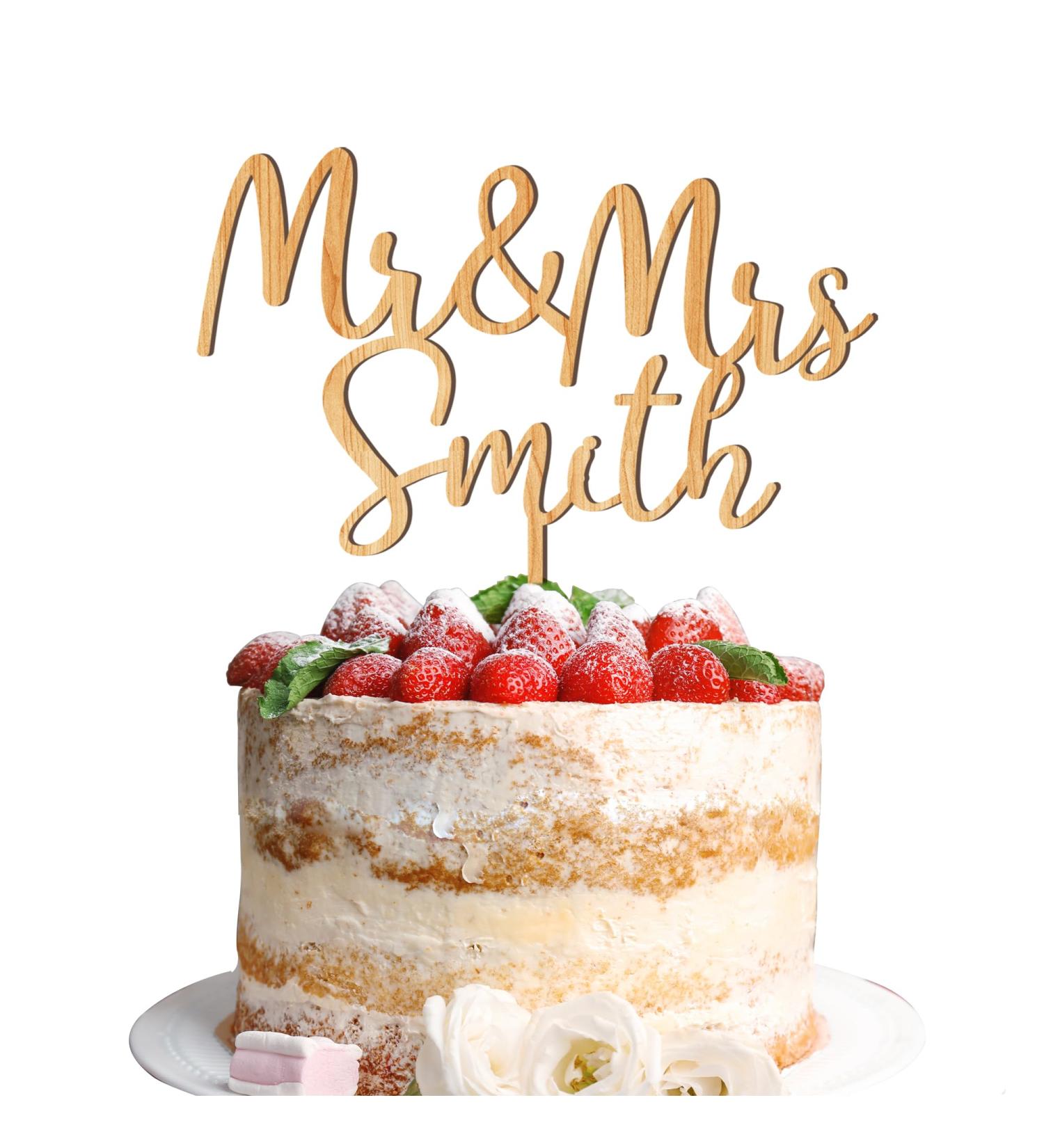 Wedding Cake Toppers Engagement Gifts Mr & Mrs Cake Topper Personalised Gifts for Couple Party Decorations Wooden Cake Topper Custom Gifts 2 Designs with Any Name(Design1) - Buy Online on SooperMarket.com