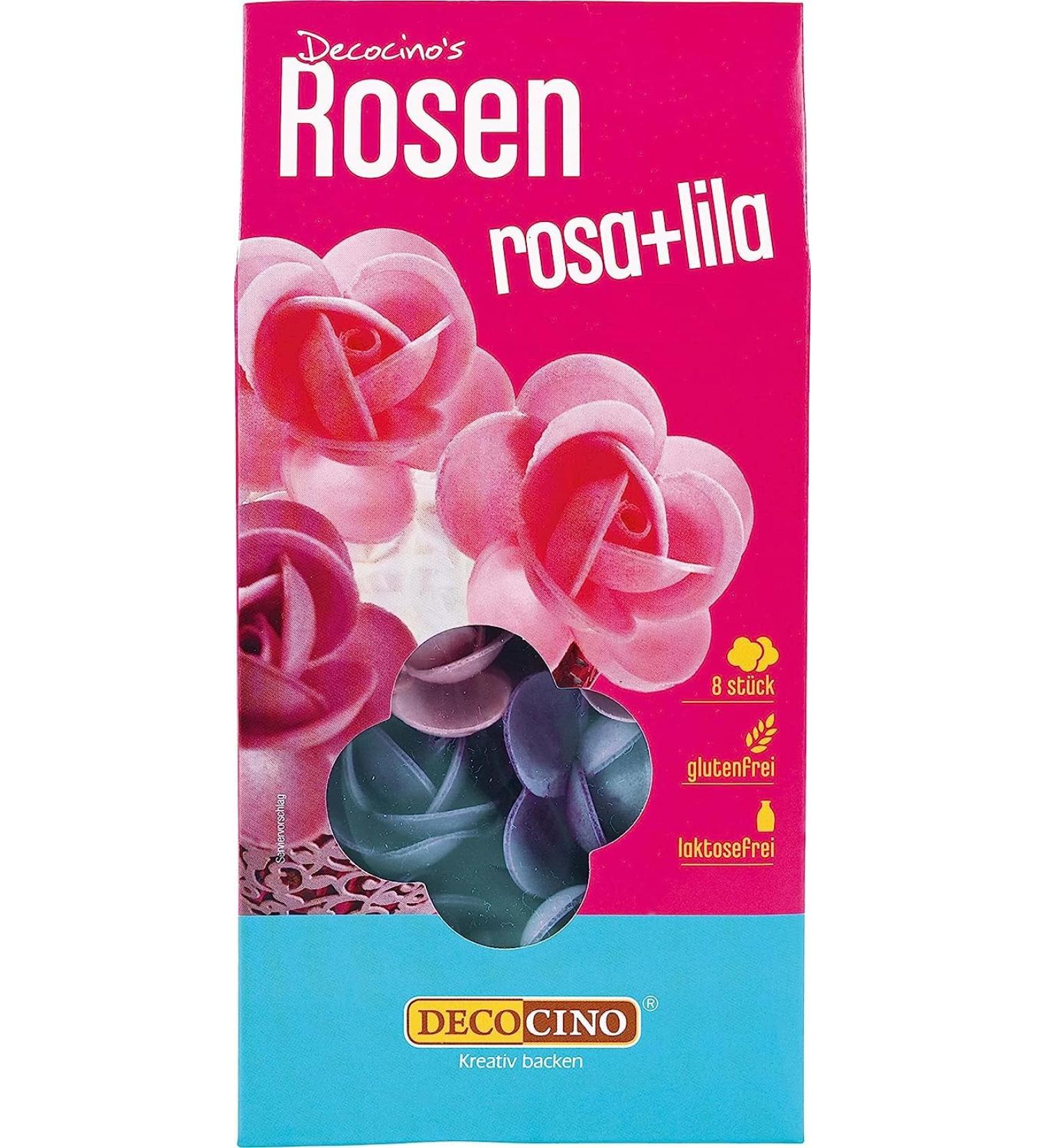 Decocino Edible Roses - Lila & Rosa | 16 Pieces for Wedding & Birthday Cake Decorations | Perfect for Cupcakes & Muffins - Buy Online on SooperMarket.com