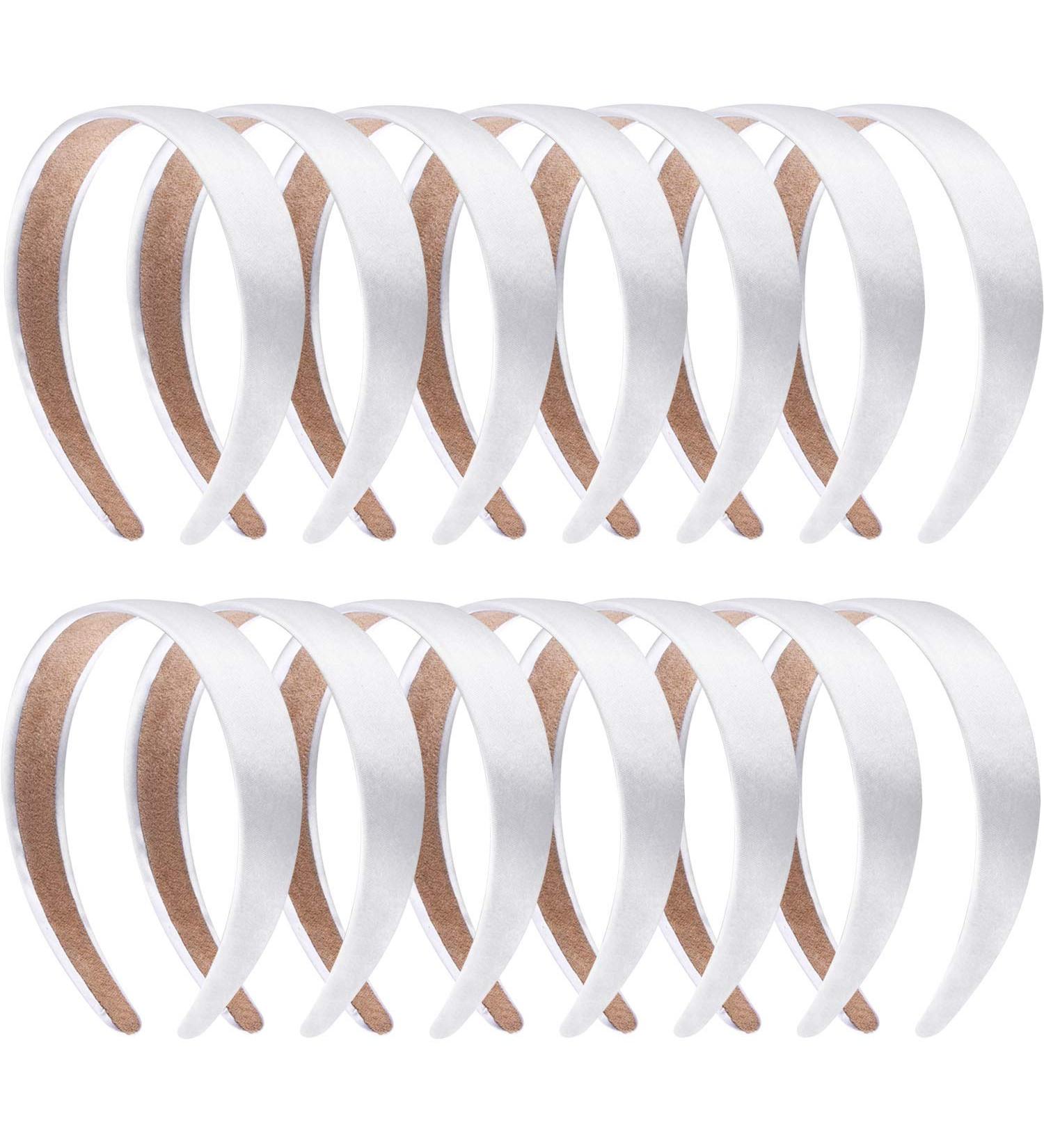 Satin Headbands White Ribbon Headband - 14 Pieces 1 Inch Plain DIY Hair Accessories for Women and Girls - Buy Online on SooperMarket.com