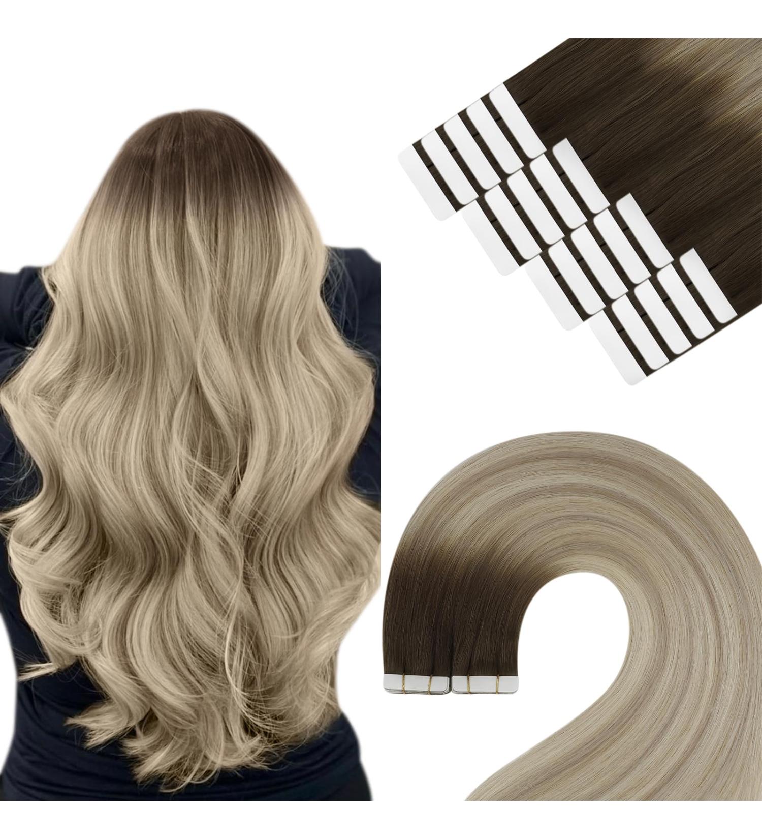 Youngsee Tape in Hair Extensions - Real Balayage 45cm | Invisible Tape Remy Real Hair 50g 20pcs - #3/8/22 for Seamless Volume & Length - Buy Online on SooperMarket.com