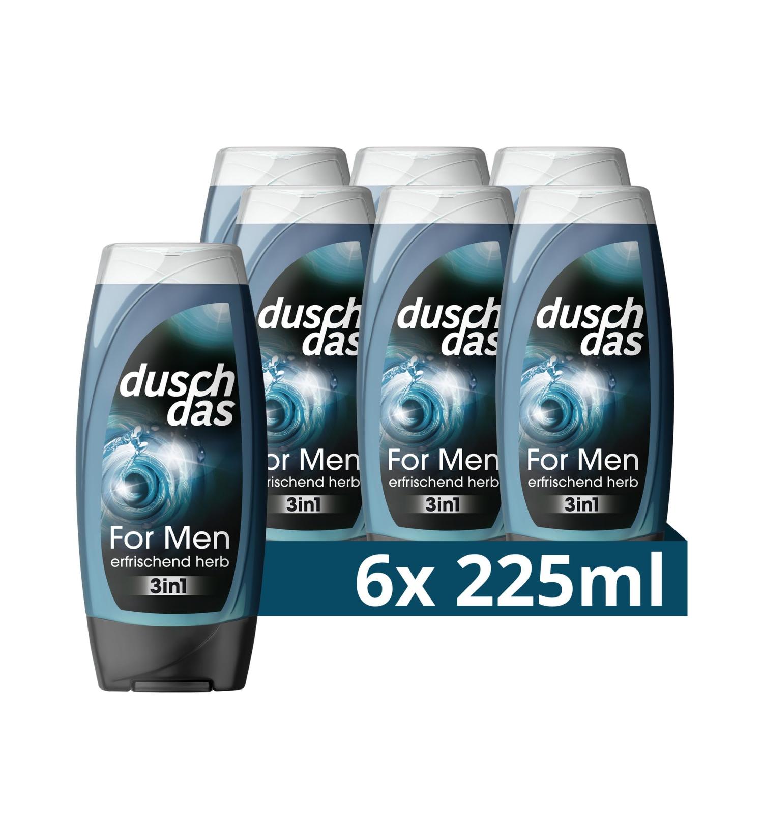 Duschdas 3-in-1 Shower Gel & Shampoo for Men - Fresh-Energy Fragrance | 6 x 225ml Pack | Refreshing Daily Shower Experience - Buy Online on SooperMarket.com