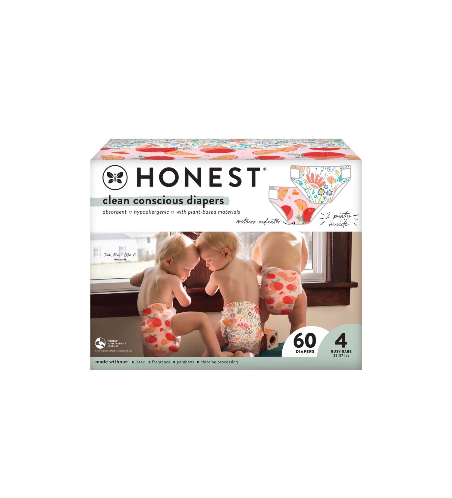 Honest Company Club Box - 60 Count Hypoallergenic Bunnies & Sliced Fruit - TrueAbsorb Technology, Plant-Derived - Buy Online on SooperMarket.com
