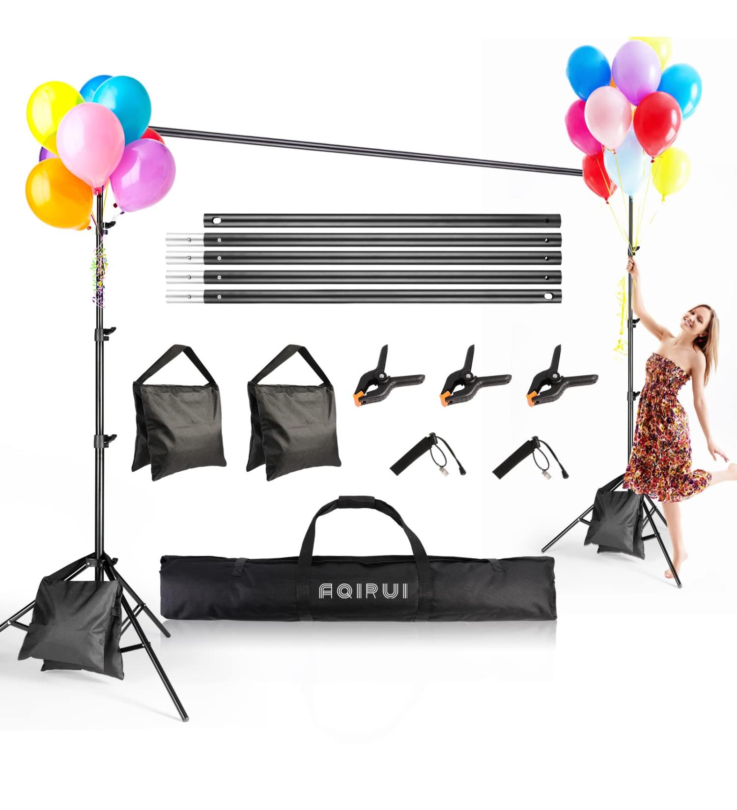 8.5x10ft Adjustable Backdrop Stand Kit with Spring Clamps - Perfect for Parties, Photography, and Video - Buy Online on SooperMarket.com