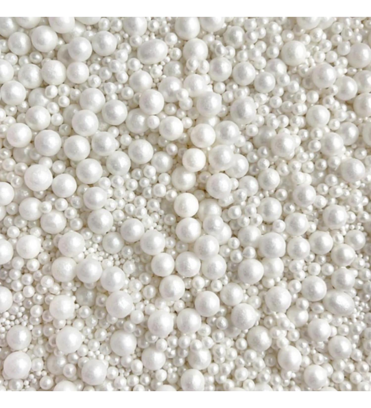 White Sprinkles for cakes cupcakes edible pearls wedding toppers balls pearly shimmer 100s and 1000s decoration baking decorating topper ICE ICE BABY 2