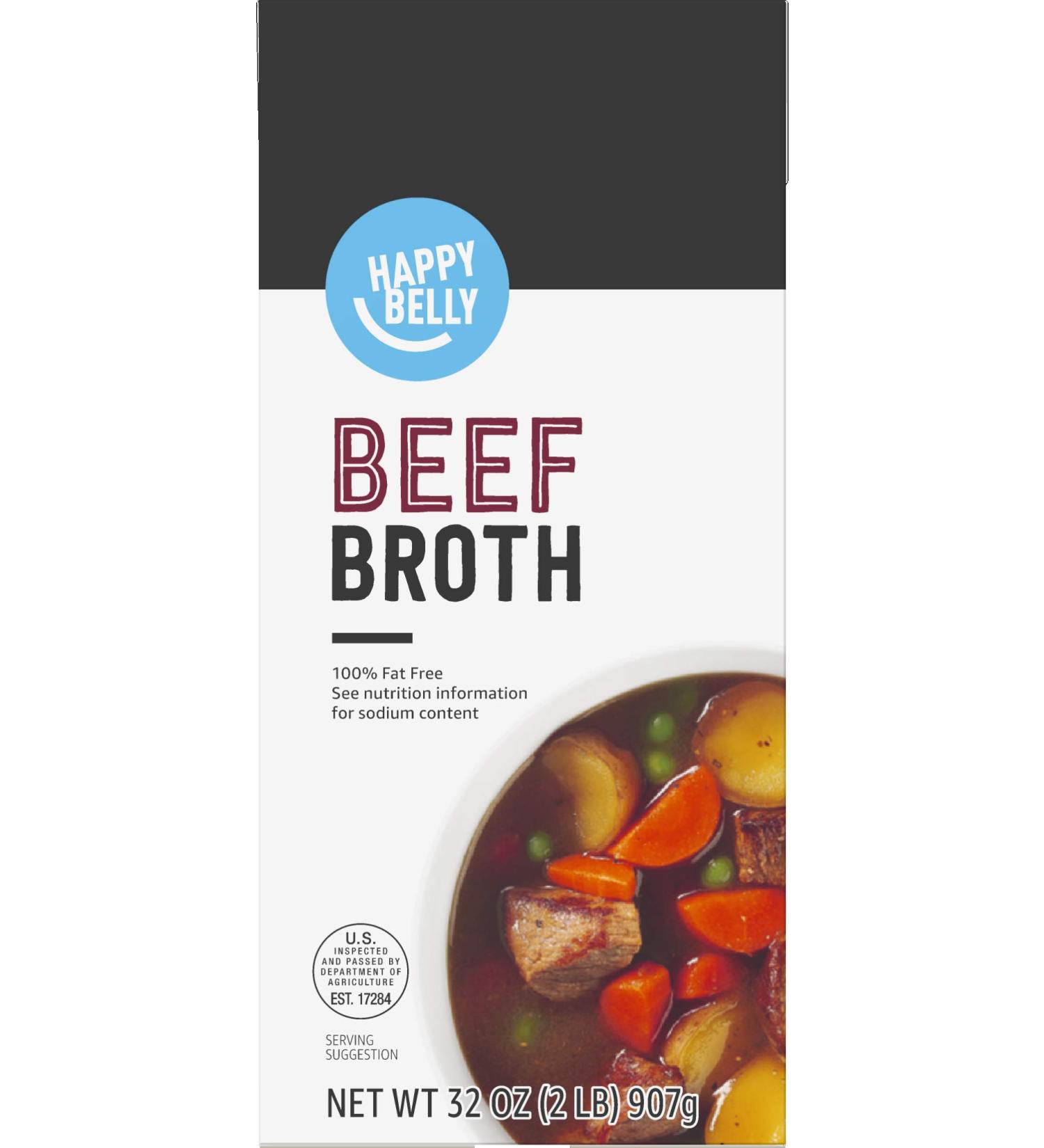 Happy Belly Beef Broth - 32 Ounce | Amazon Brand - Buy Online on SooperMarket.com