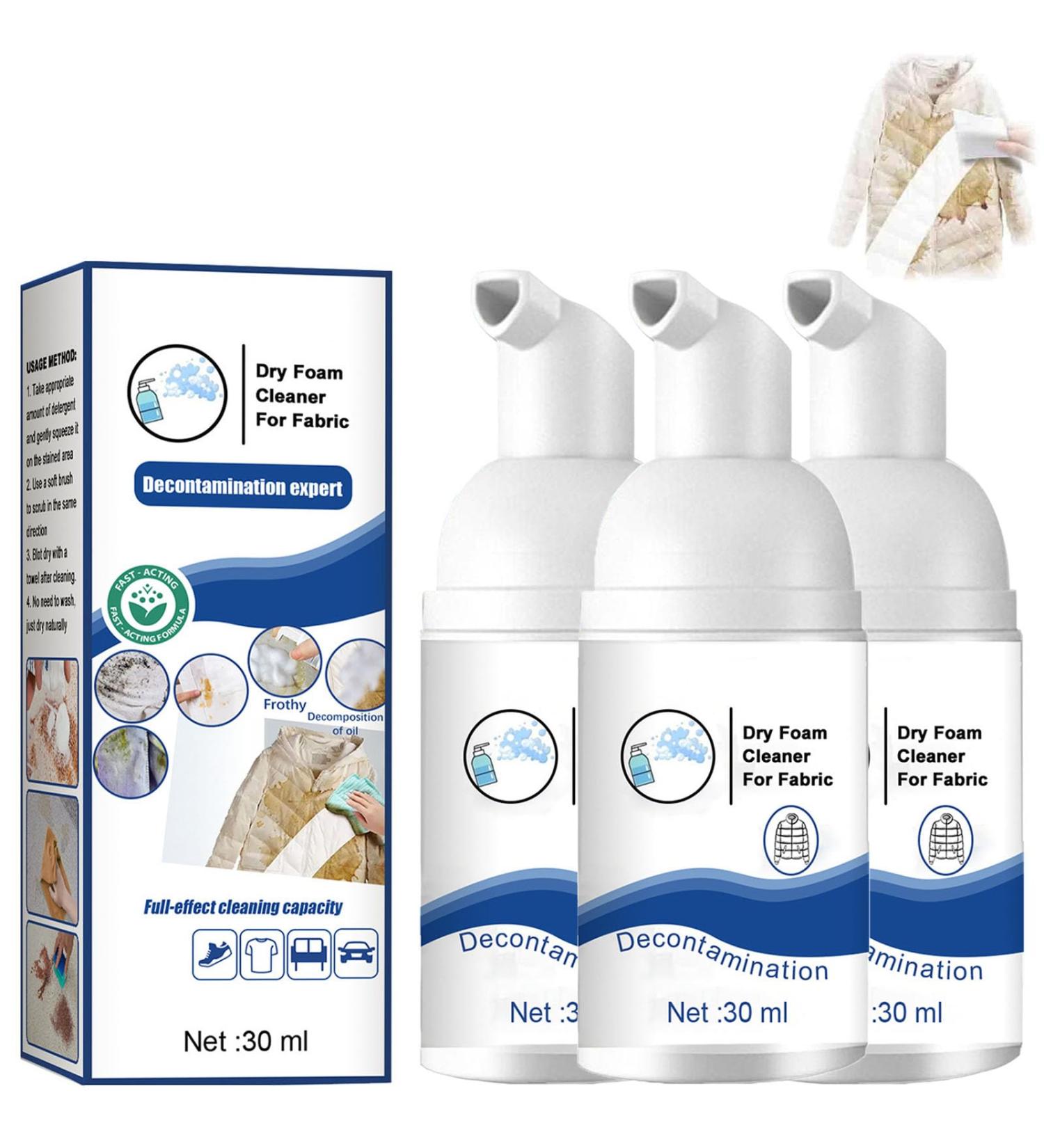Clothing Dry Foam Cleaner Clothing Dry Cleaning Spray Dry Foam Cleaner Stain Remover Clothes Multi-Purpose Dry Cleaning Clothing Cleansing Foam Rinse-Free Agent (3pcs) - Buy Online on SooperMarket.com