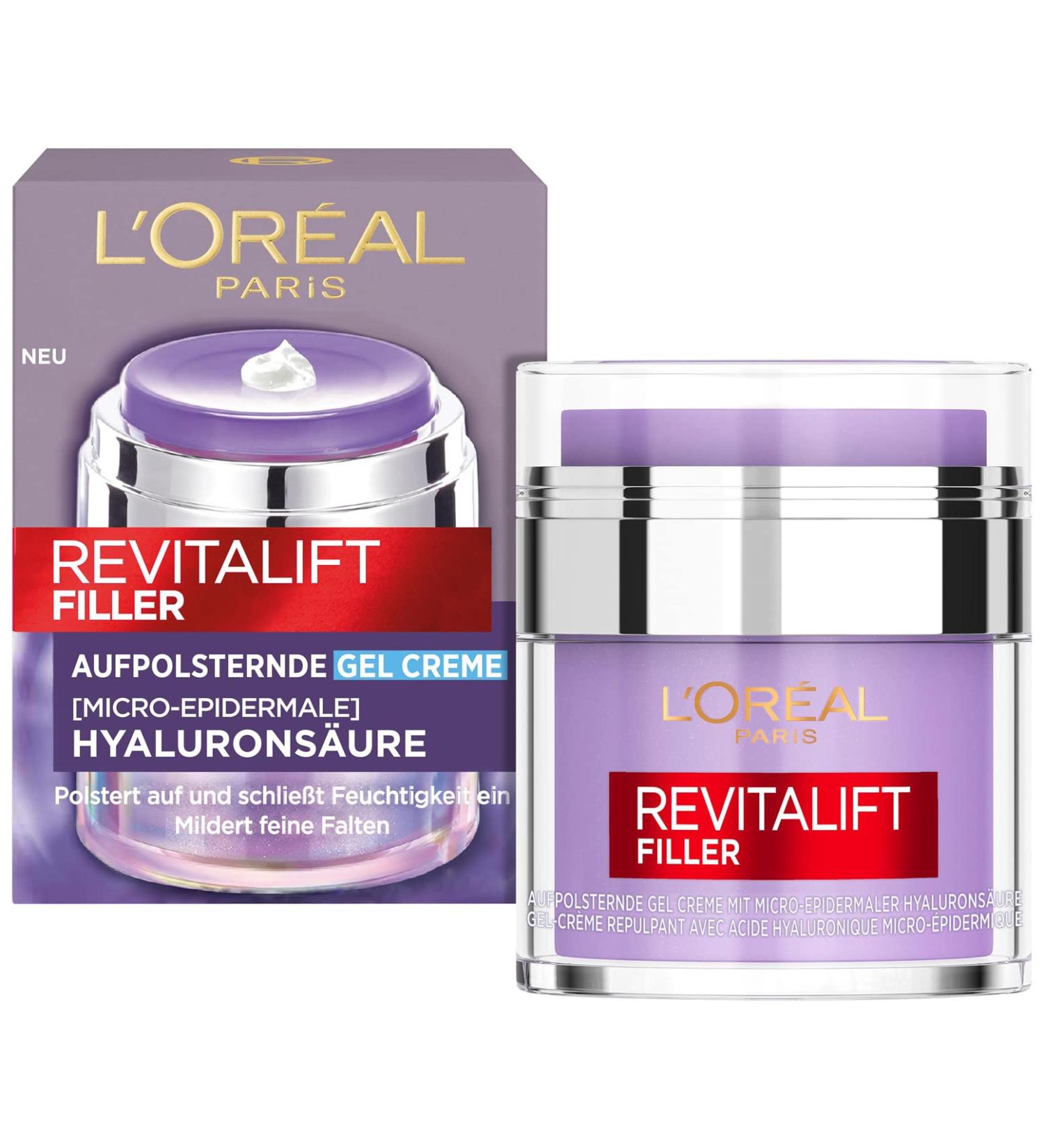 L'Or al Paris Revitalift Filler Gel Cream - Anti-Aging Hyaluronic Acid Face Moisturizer for All Skin Types | 50 ml - Buy Online on SooperMarket.com