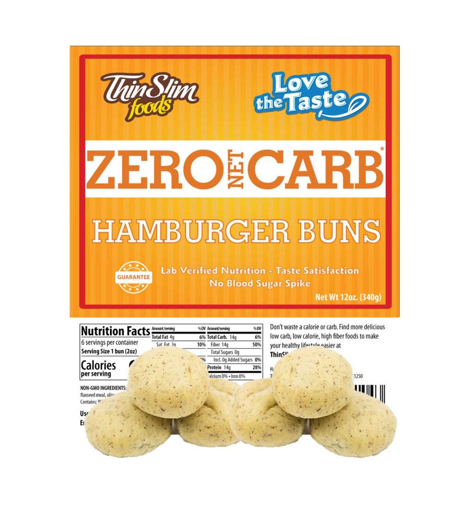 ThinSlim Foods 90 Calorie 2g Net Carb Low Carb Hamburger Buns - Love the Taste | Keto-Friendly Option - Buy Online on SooperMarket.com