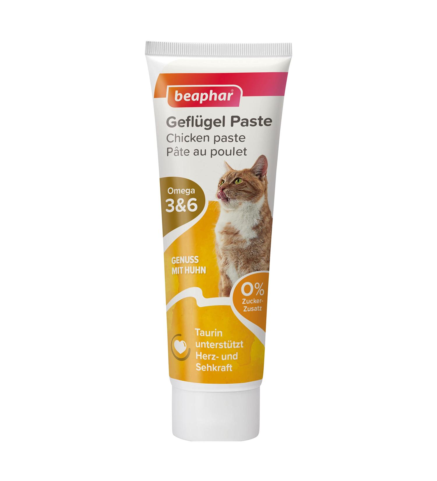 Buy Beaphar Poultry Paste for Cats | Chicken Flavor Omega 3 & 6 Taurine Boost - Grain-Free 0% Sugar 100g - Buy Online on SooperMarket.com