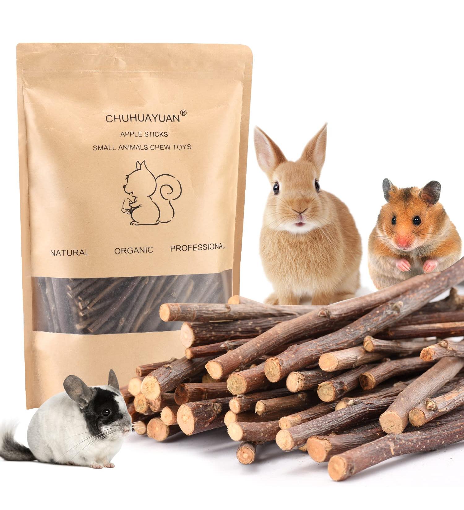 Natural Apple Sticks Treats for Small Animals - Chew Toys for Chinchilla, Guinea Pigs, Hamsters - 10.5 oz Pack - Buy Online on SooperMarket.com