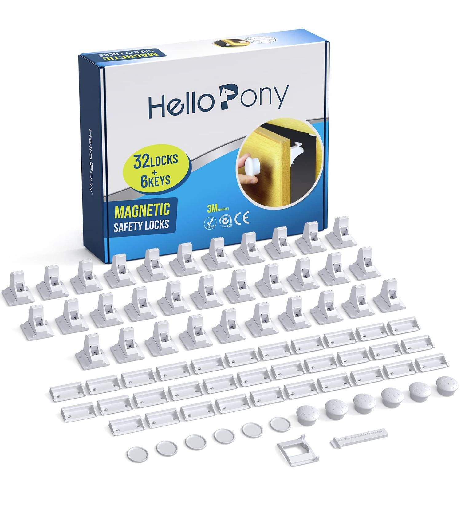 32 Magnetic Cabinet Locks & 6 Keys - Baby Safety Locks with 3M Glue - Easy Installation in 1 Minute - Buy Online on SooperMarket.com