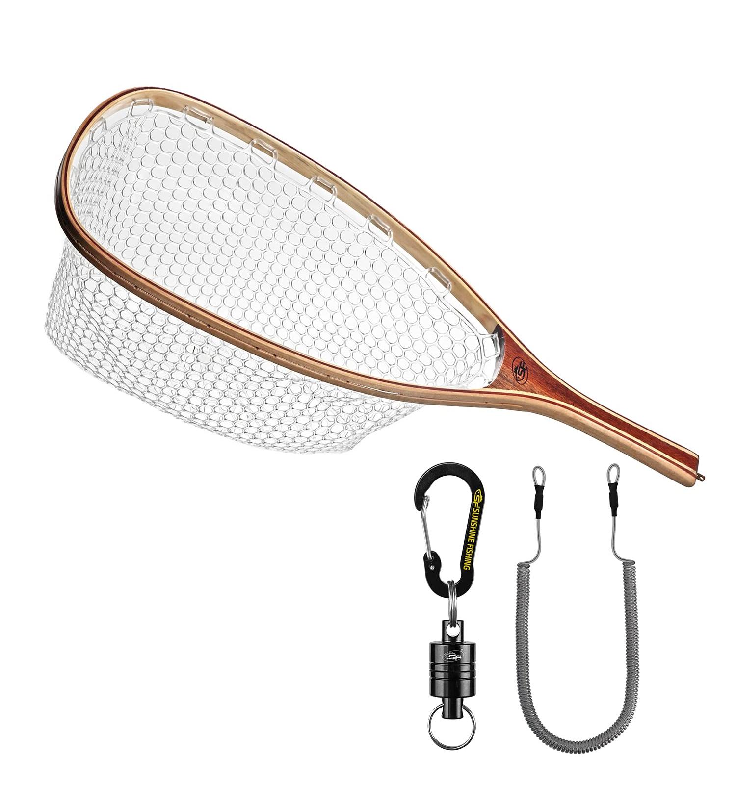 SlimFly Fly Fishing Landing Net - Soft Rubber Mesh Trout Net with Catch and Release Feature - Black Magnet/Square Head Design - Small Holes for Gentle Fish Handling - Buy Online on SooperMarket.com