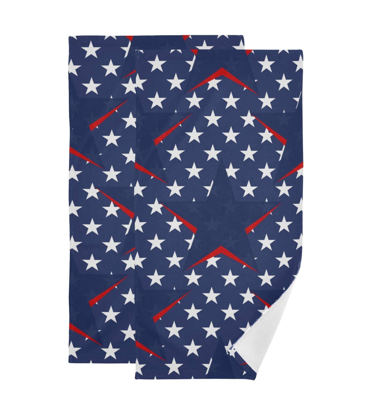 Patriotic Memorial Day Hand Towels 2 Pack - 28x14.5 in - Super Soft & Absorbent - Bathroom & Home Decor - Buy Online on SooperMarket.com