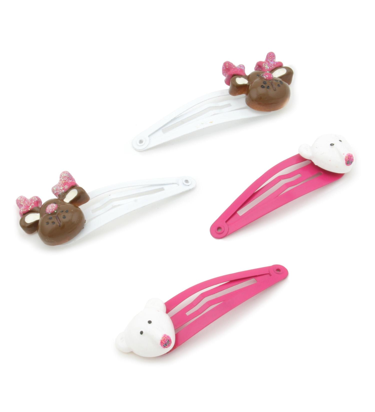 Zest Christmas Hair Clips Slides Hair Accessories 4 Pink & White