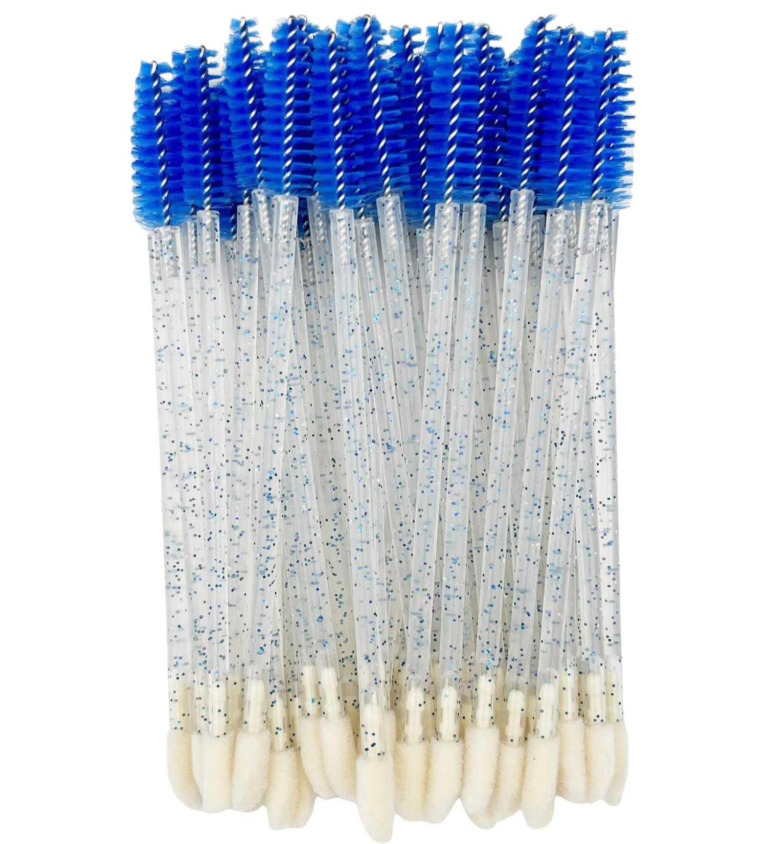 JIANYI Disposable Dual-Ended Spoolies and Lip Applicators 50-Pack - 2-in-1 Mascara Wands and Lip Brushes in Crystal Blue - Buy Online on SooperMarket.com