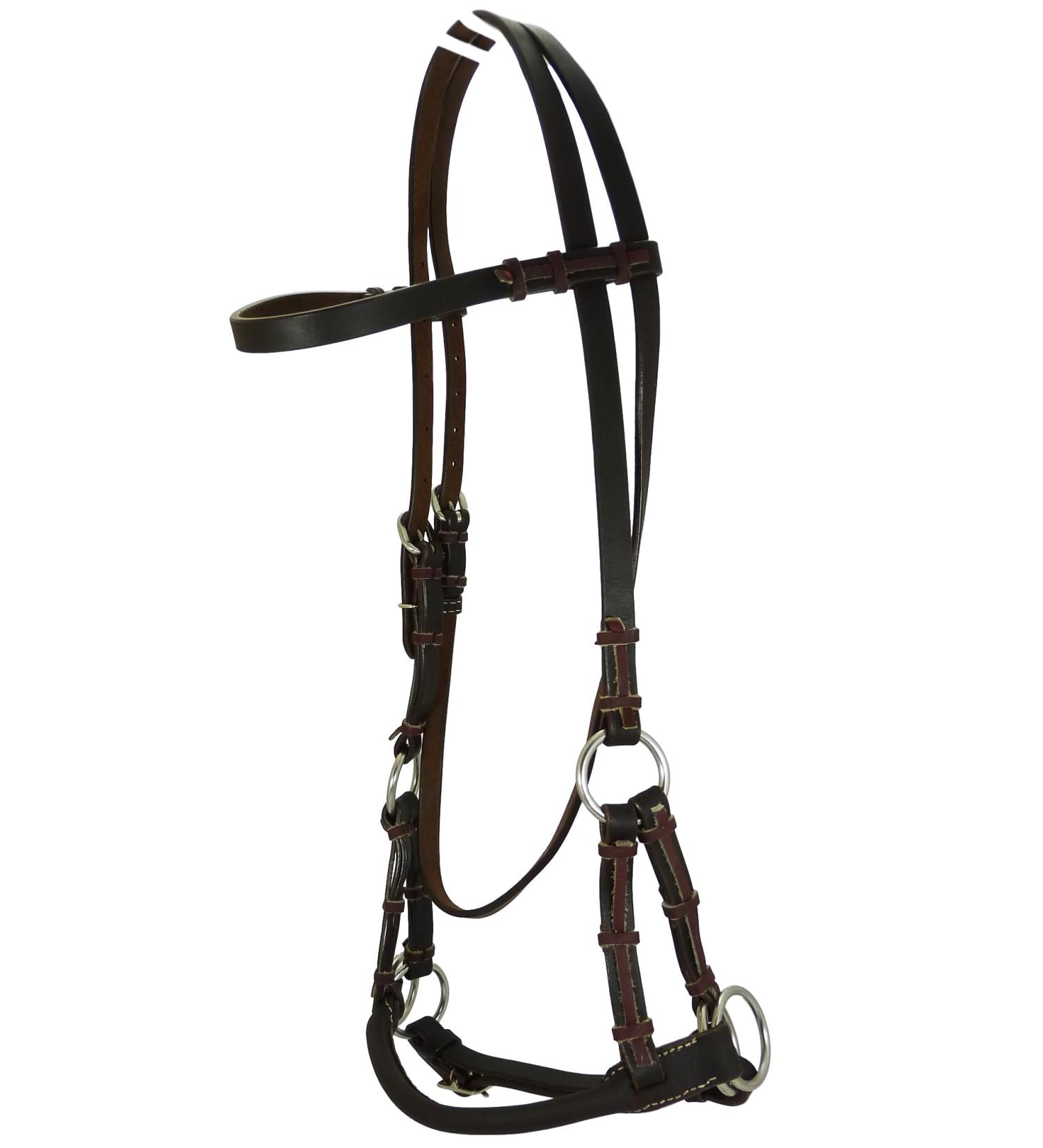 Thor Equine Sidepull with round noseband. Dark Brown Dark Brown Cob