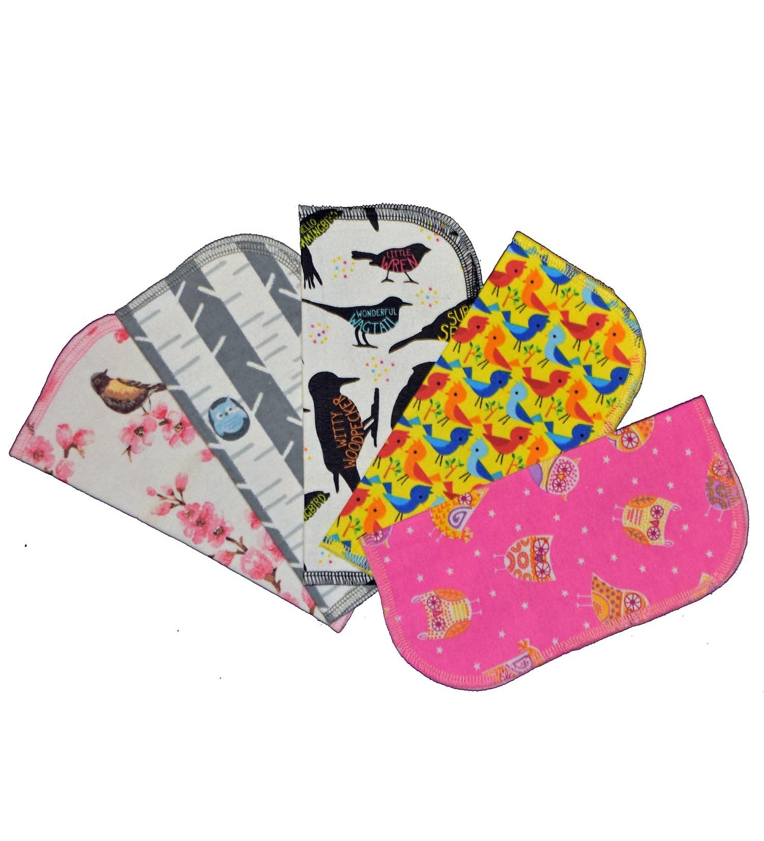 Kids Lunchbox Napkins 5-Pack - Owls & Birds Fun Flannel Washable 8x8 inches - Little Wipes (R) Flannel - Buy Online on SooperMarket.com