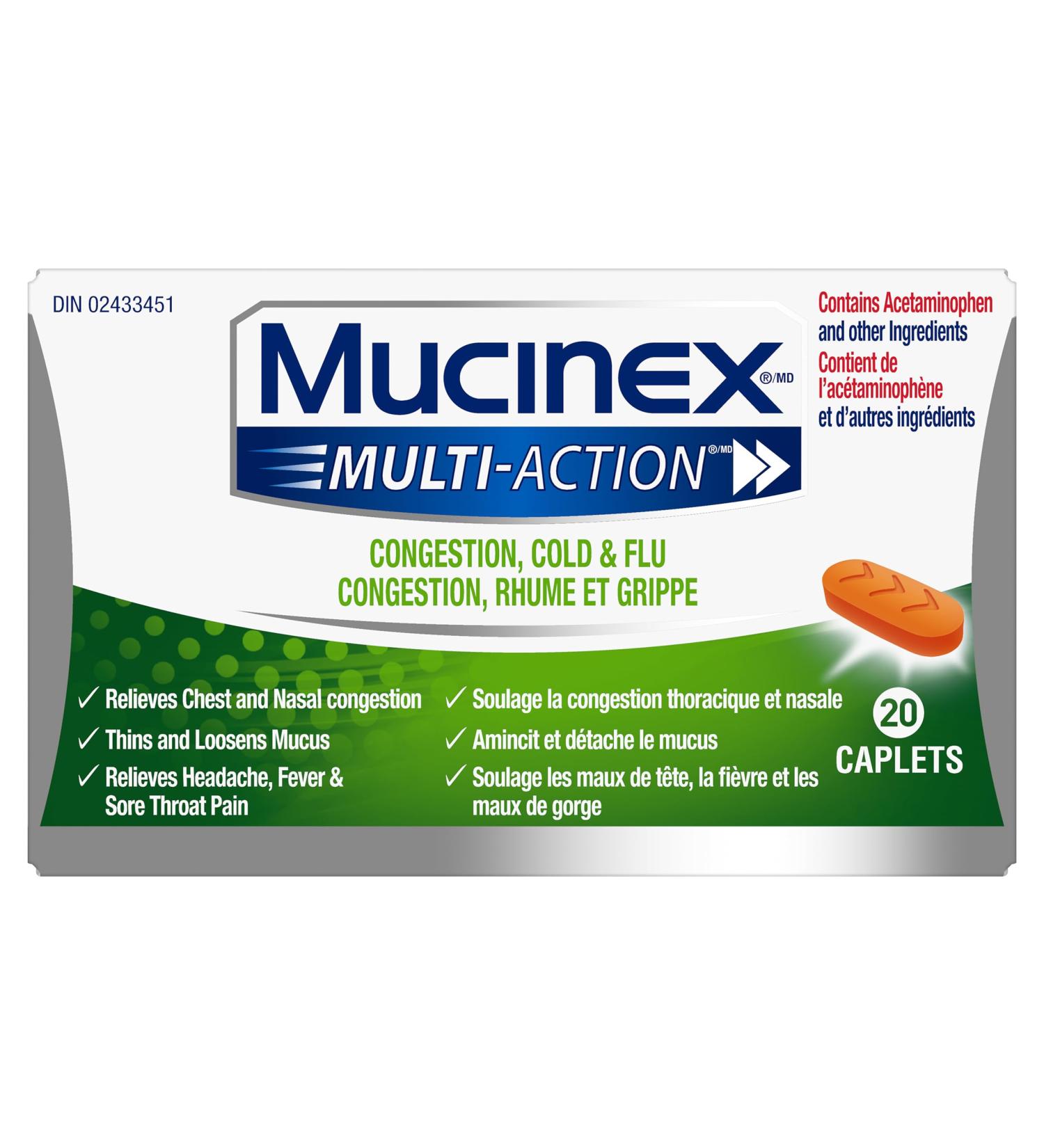Mucinex Multi-Action Congestion Cold & Flu Caplets 20 count - Buy Online on SooperMarket.com