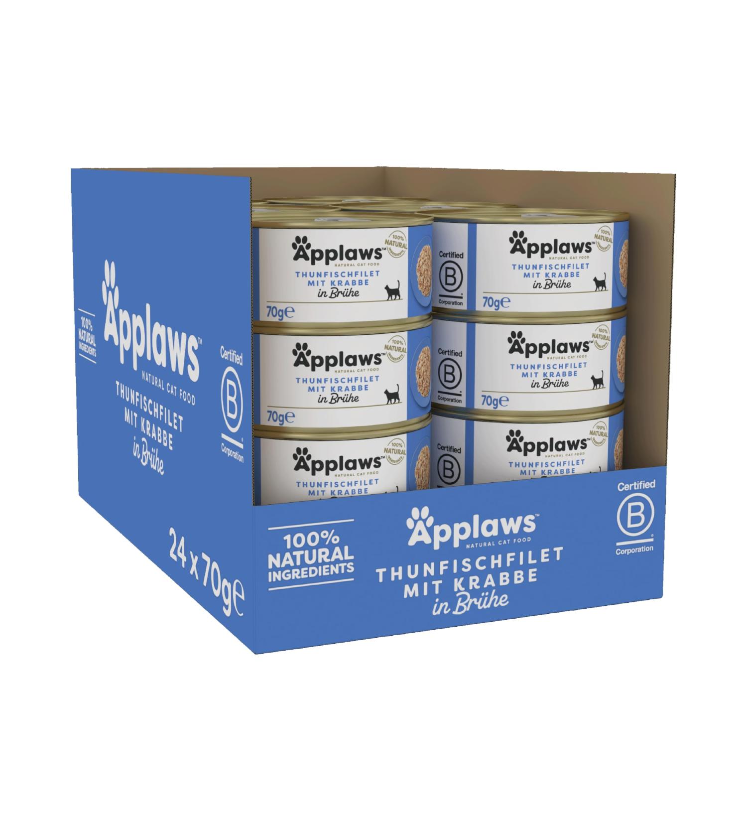 Applaws Premium Natural Wet Cat Food - Tuna with Shrimp (70g Can 24 Pack) - High-Quality Nutrition for Your Cat - Buy Online on SooperMarket.com