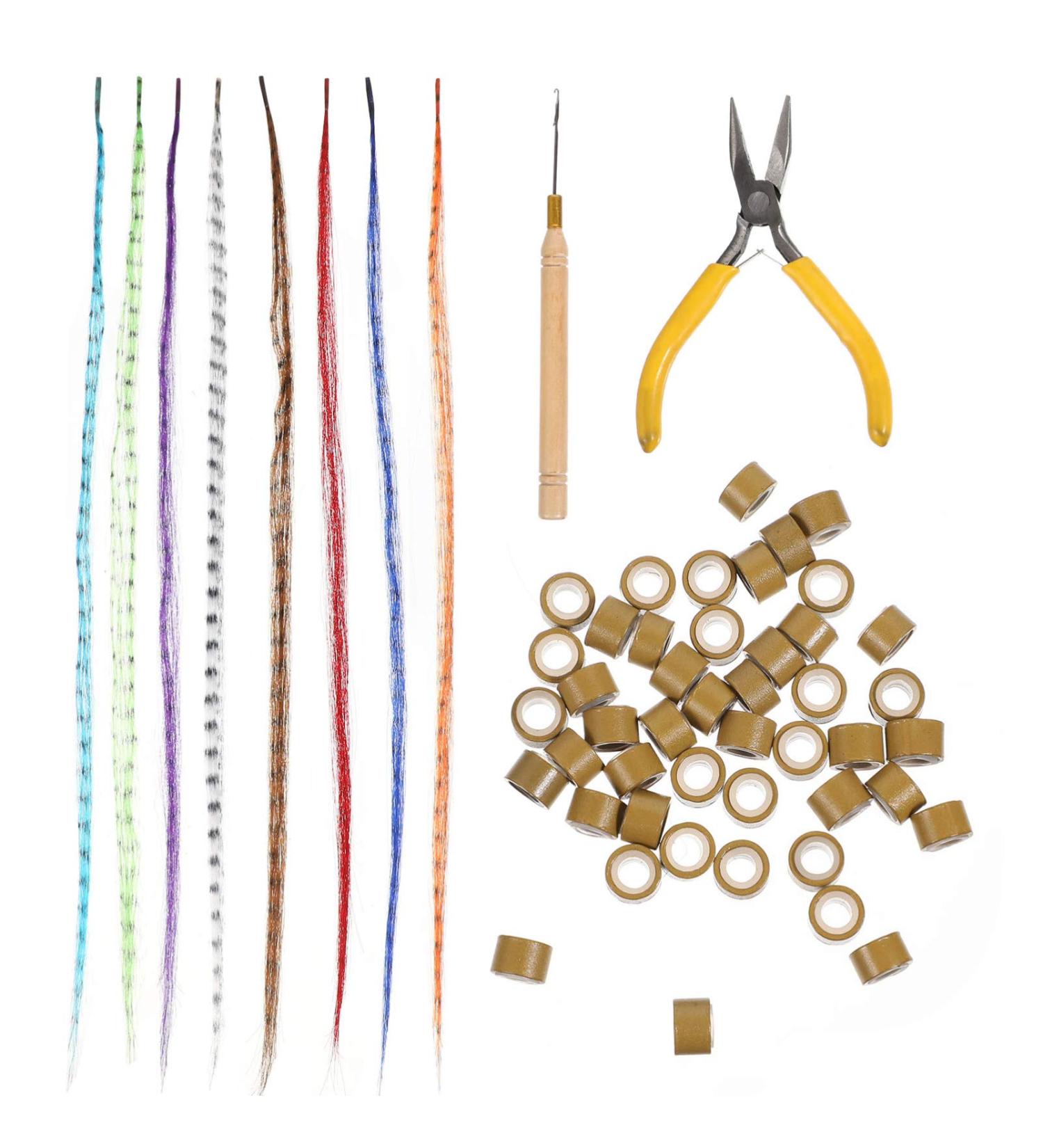 50pcs Colored Hair Extension Set - Hair Wig, Tinsel, Hair Band Kit for Women - High Temperature Wire, Bulk Wigs - European & American Style - Buy Online on SooperMarket.com