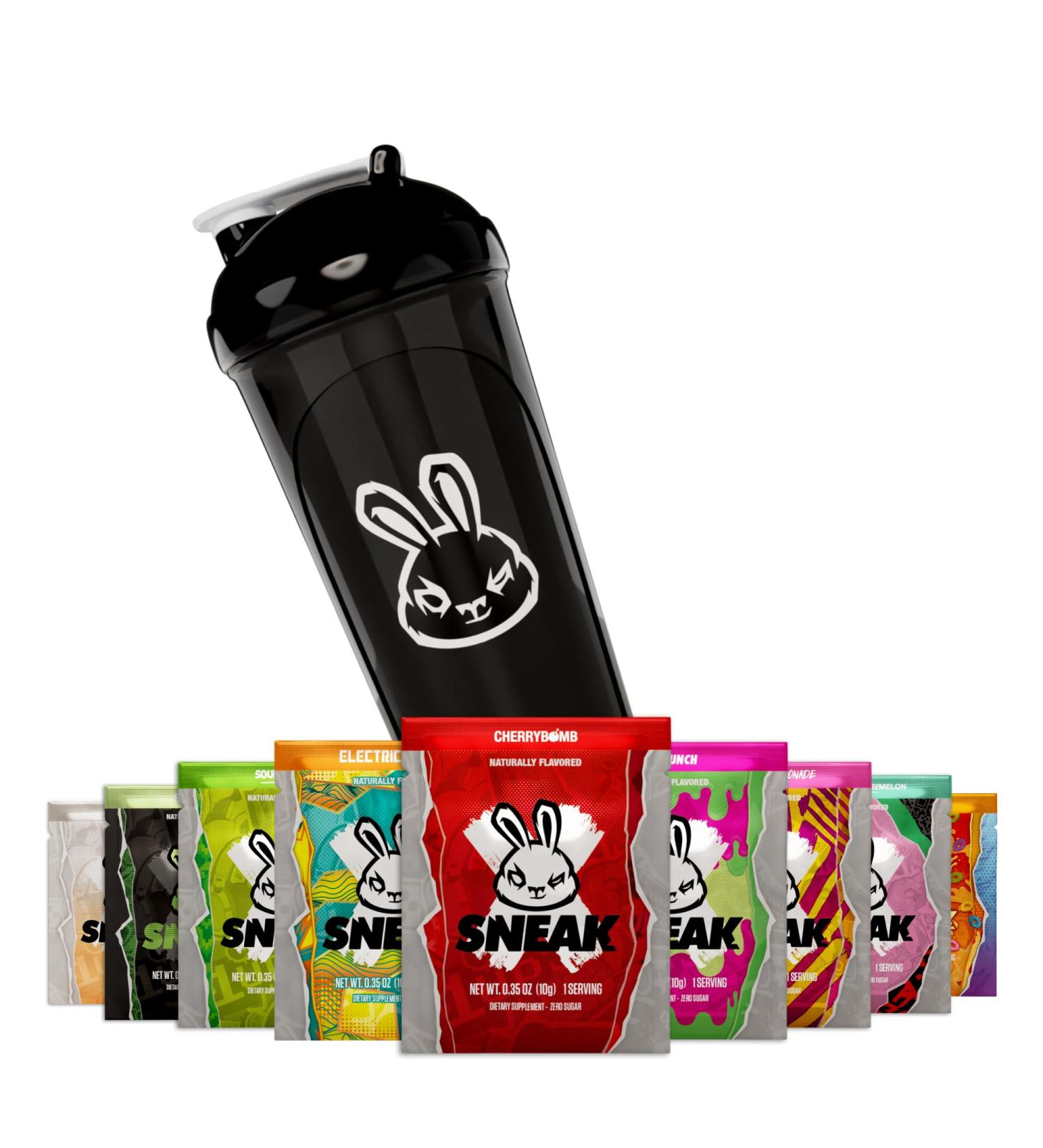 SNEAK | Starter Pack | Zero Sugar Low-Calorie Energy Drink for Sustained Concentration & Focus | 9 Servings and the Monochrome Shaker - Buy Online on SooperMarket.com