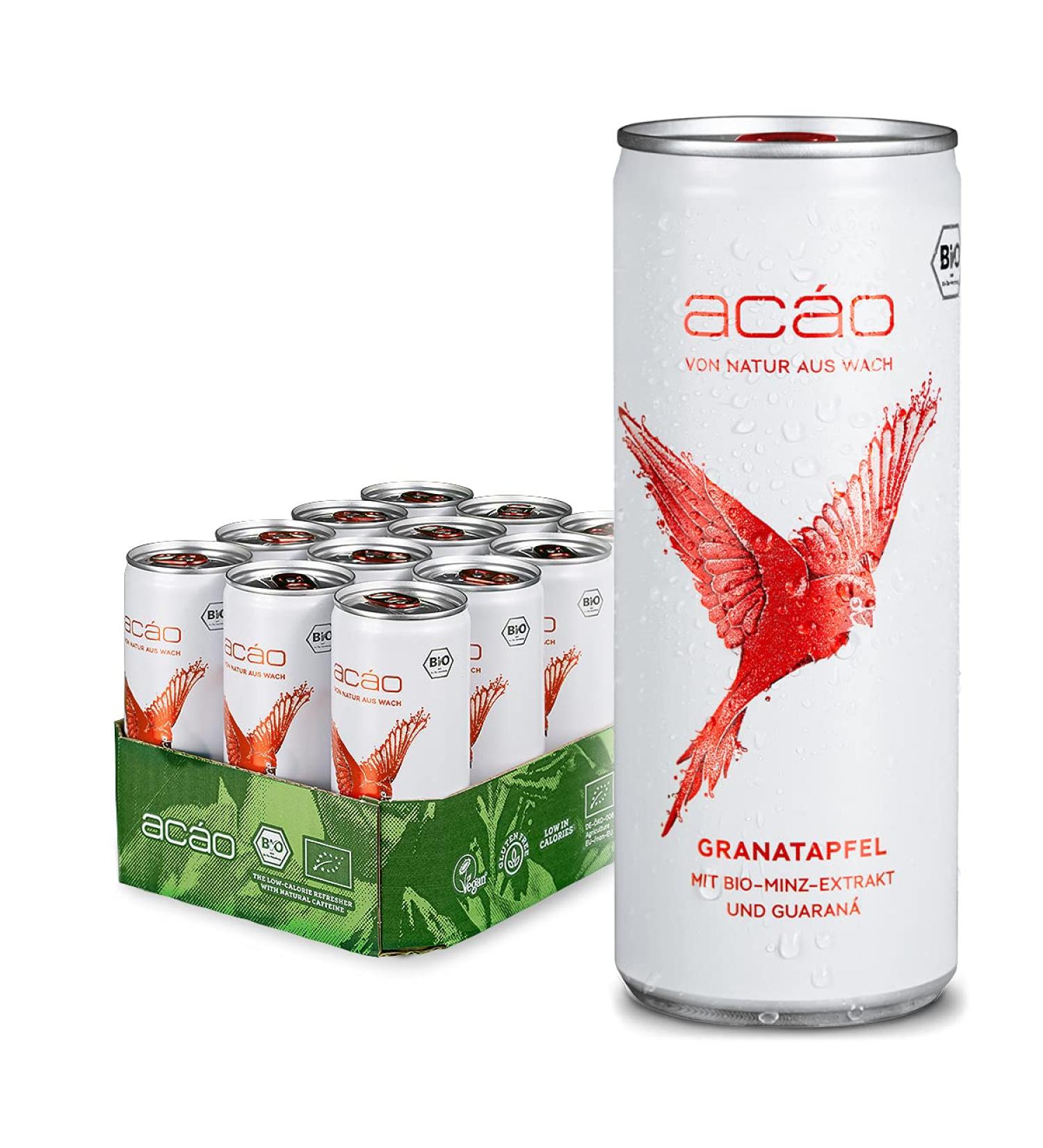 Buy Ac o Pomegranate Mint - Organic Guaran Drink (12 250ml Cans) | Low-Calorie Vegan Refreshment 3 Deposit Included - Buy Online on SooperMarket.com