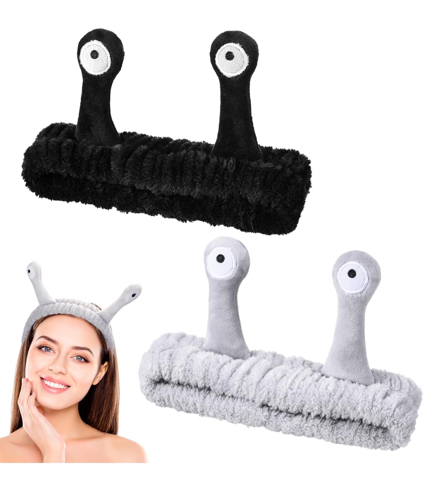 Heyu-Lotus 2 PCS Snail Face Wash Headband for Women Girls | Spa Hair Bands | Makeup Head Band | Coral Fleece | Skincare Headband | Elastic Headband | Hair Accessories (Grey+Black) - Buy Online on SooperMarket.com