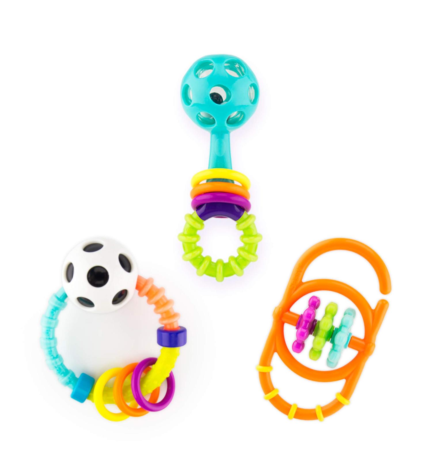 Sassy My First Rattles Newborn Gift Set - 3 Soft & Flexible Rattles for Ages 0+ Months - Buy Online on SooperMarket.com