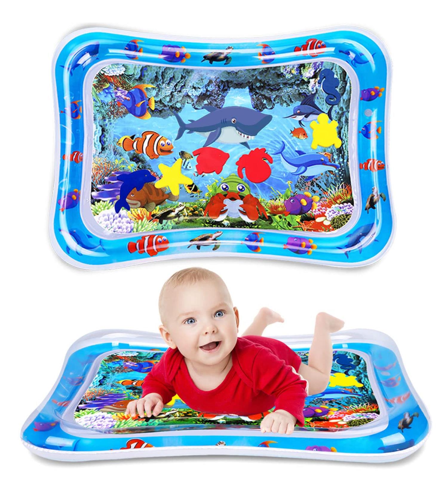 Tummy Time Water Mat for Babies | Inflatable Play Mat for Newborns | Early Activity Center for 3-9 Months | Shark Design - Buy Online on SooperMarket.com