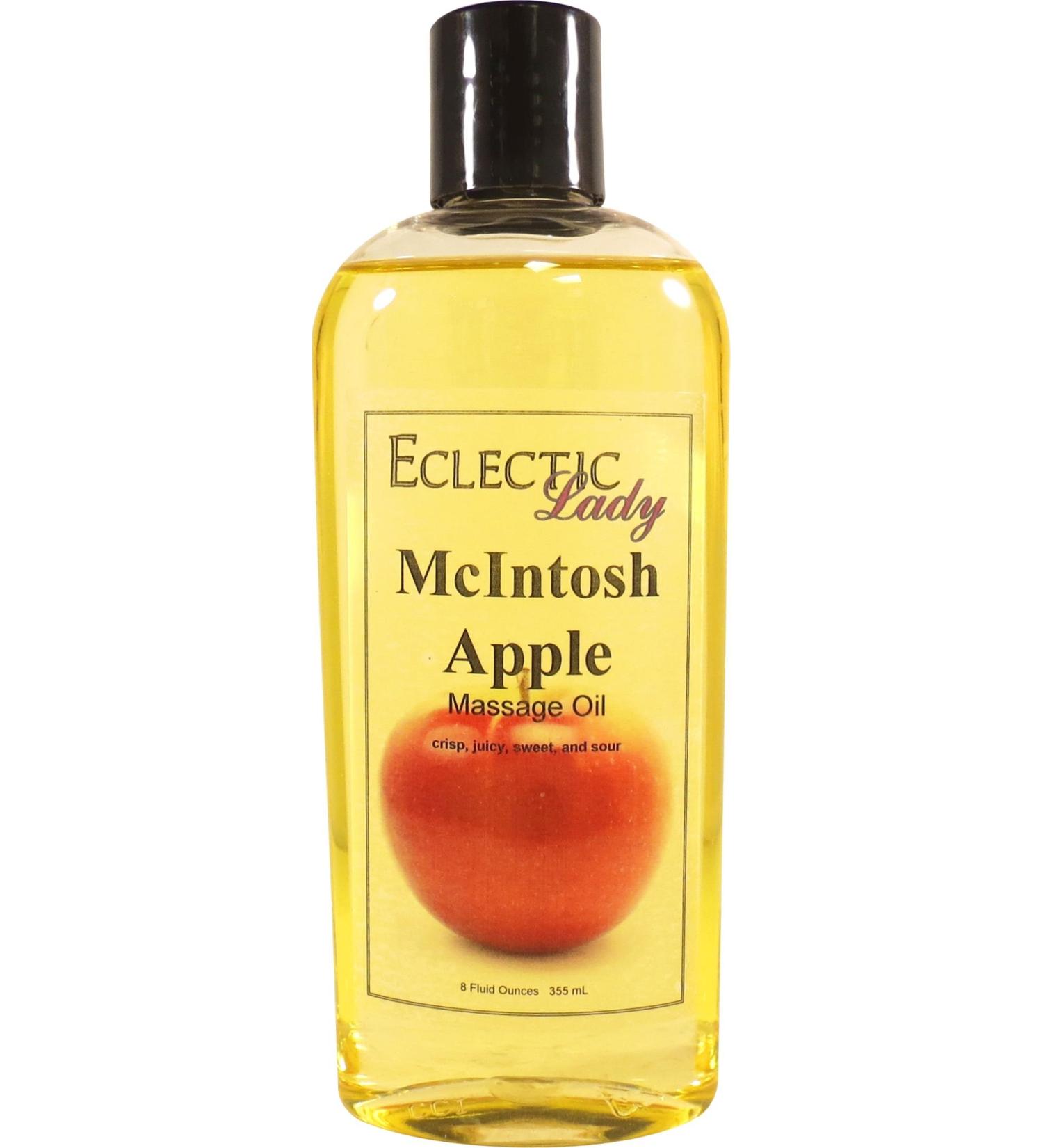McIntosh Apple Massage Oil 8 oz - Sweet Almond & Jojoba Oil Preservative Free | Aromatherapy & Relaxation - Buy Online on SooperMarket.com