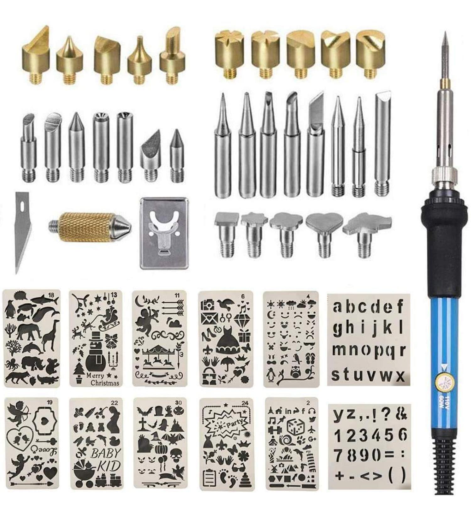 Adjustable Temperature Wood Burning Kit 46 Pcs for Adults - Pyrography Pen Tool - Buy Online on SooperMarket.com