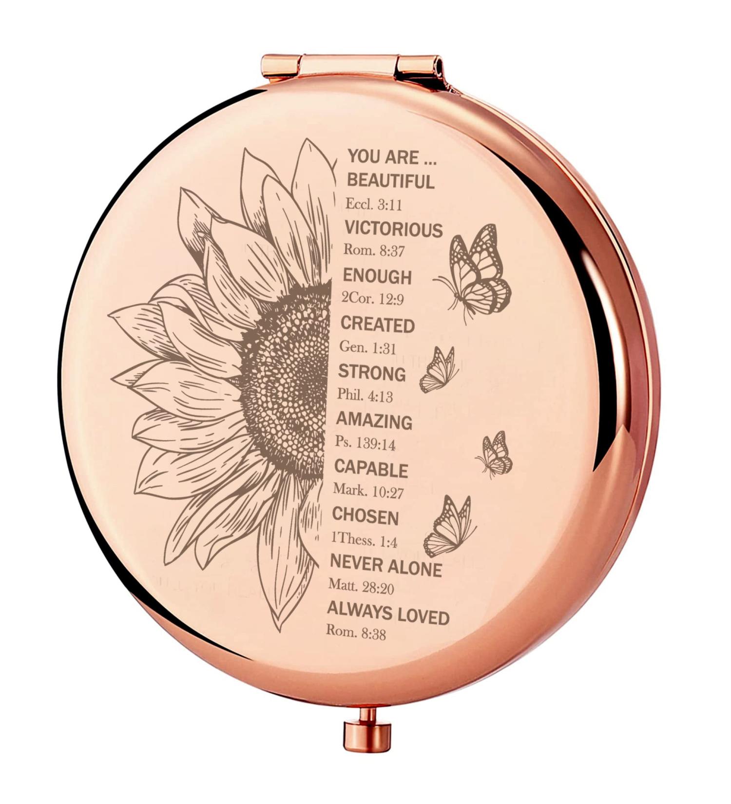 GAOLZIUY Rose Gold Inspirational Compact Mirror for Women - Christian & Appreciation Gifts - Buy Online on SooperMarket.com