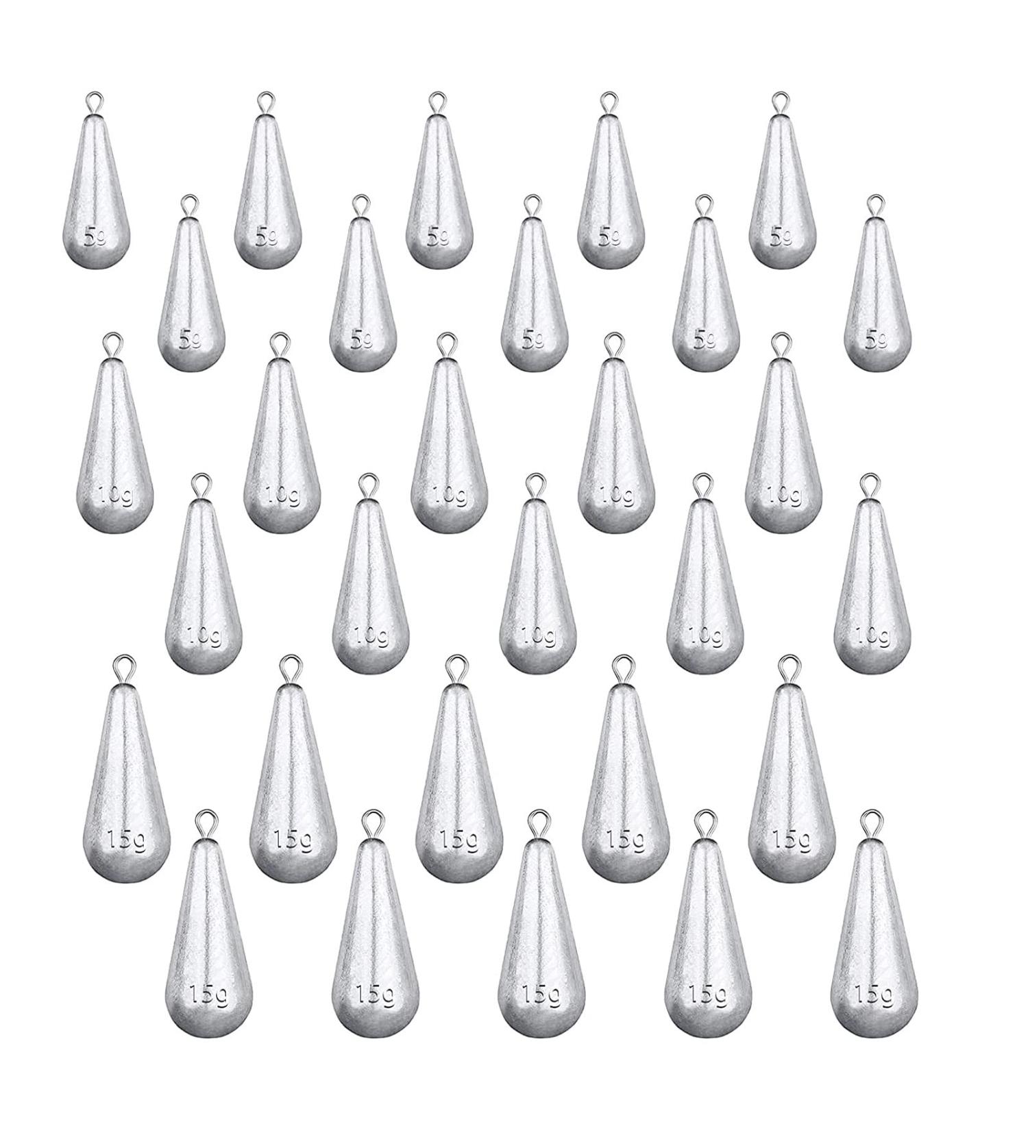 30 PCs Fishing Weights Kit - Multi-Size Shot Weights & Sinker Set for Outdoor Fishing (5g/10g/15g) - International Shipping Available - Buy Online on SooperMarket.com