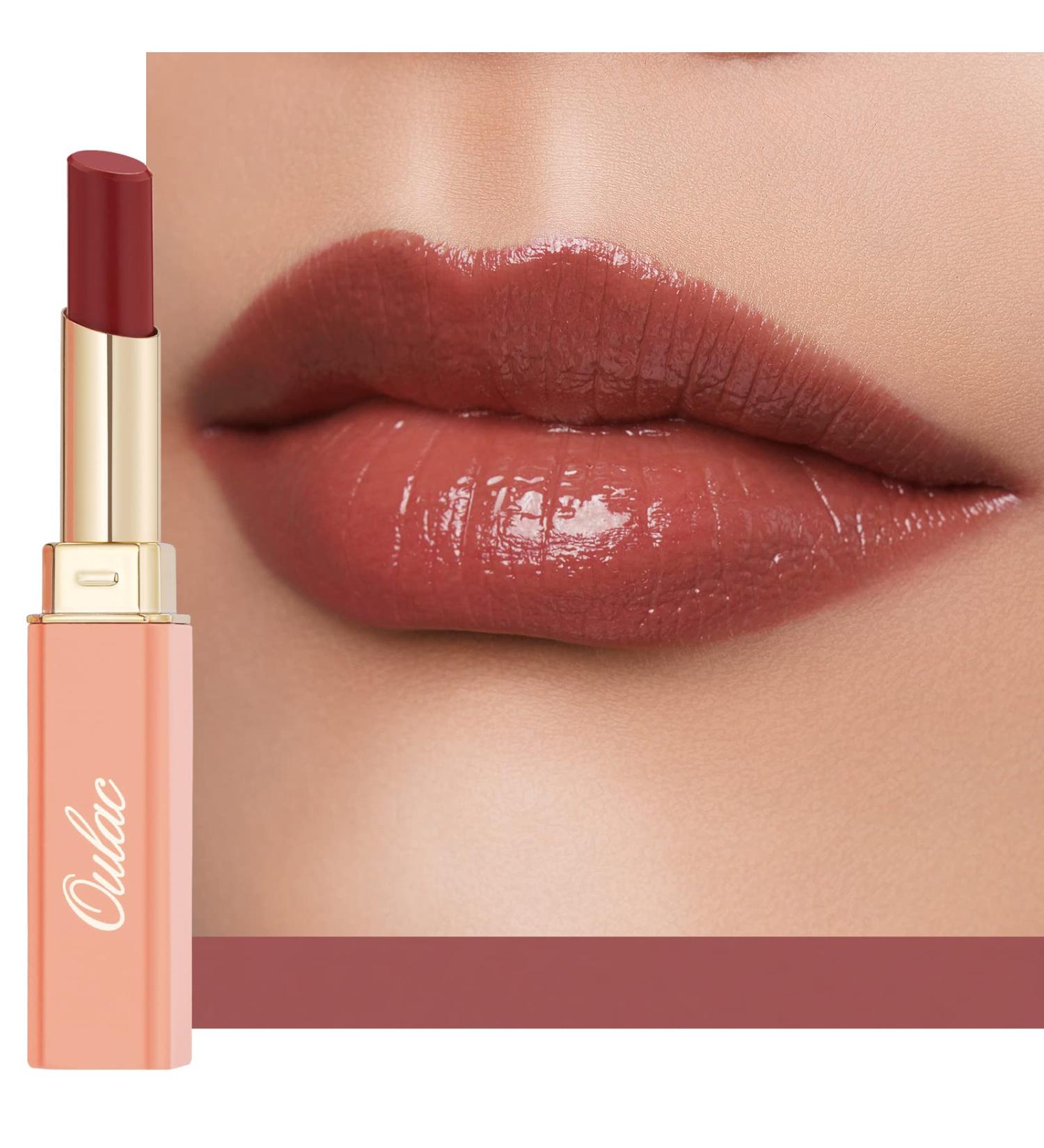 Oulac 2 in 1 Lipstick and Lip Balm - Juicy Glossy Lip Care for Smooth, Hydrated Lips - Vegan Formula (02 Grande Dame Plummy Terracotta) - Buy Online on SooperMarket.com
